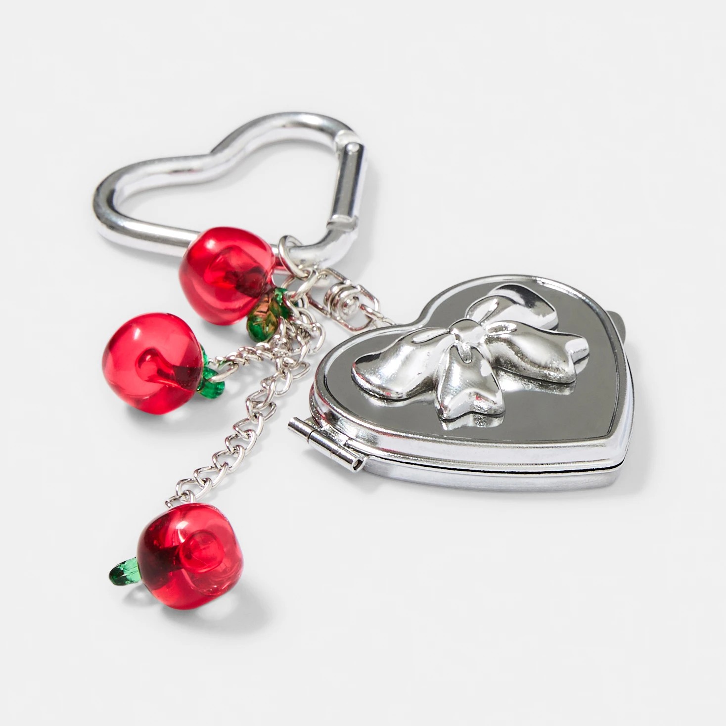 2 Locket Apple Bag Charm Keyring - Silver, 2 of 4