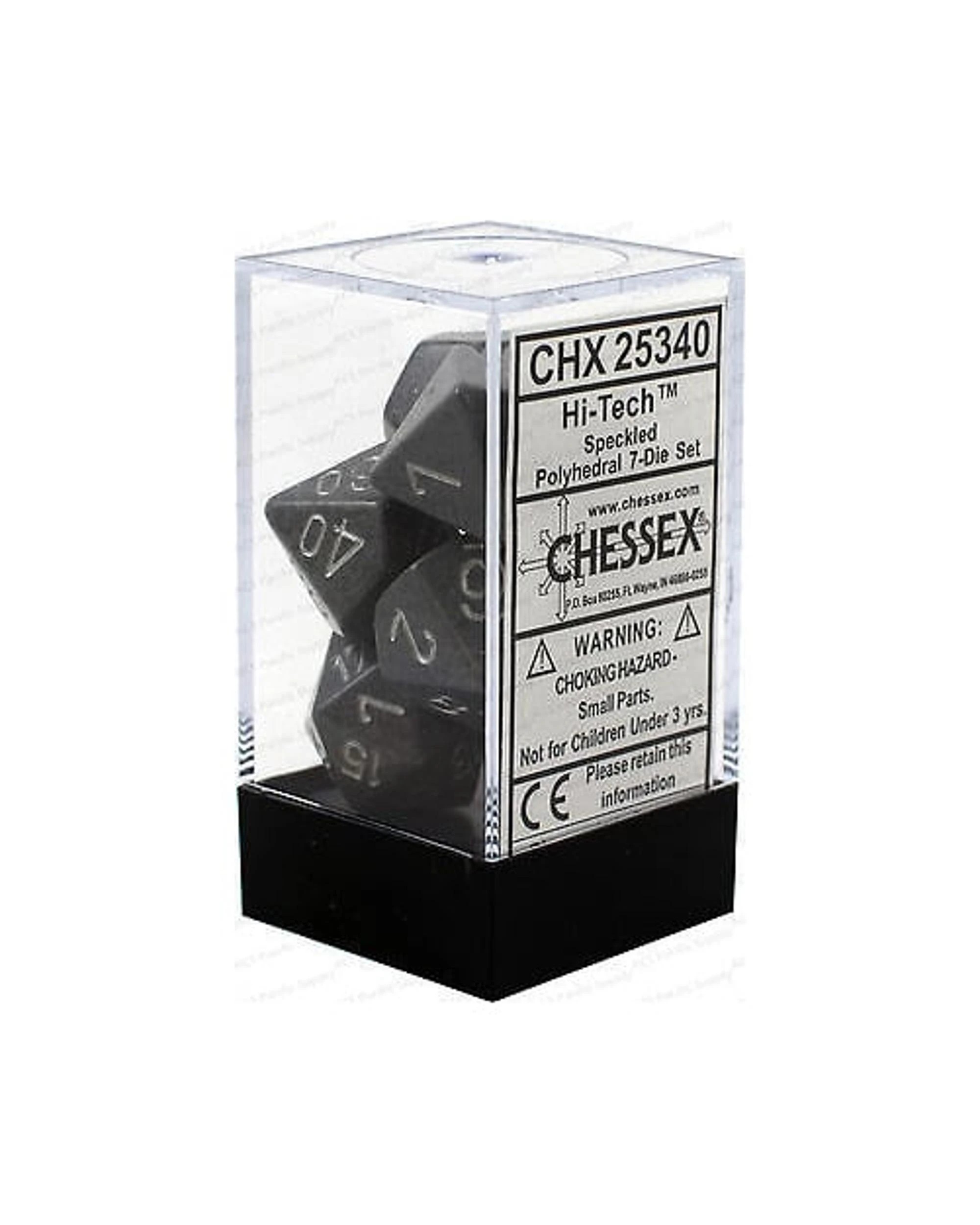 2 Chessex Speckled Hi-Tech Polyhedral 7-Die Dice Set - Grey/Black and White, 2 of 3