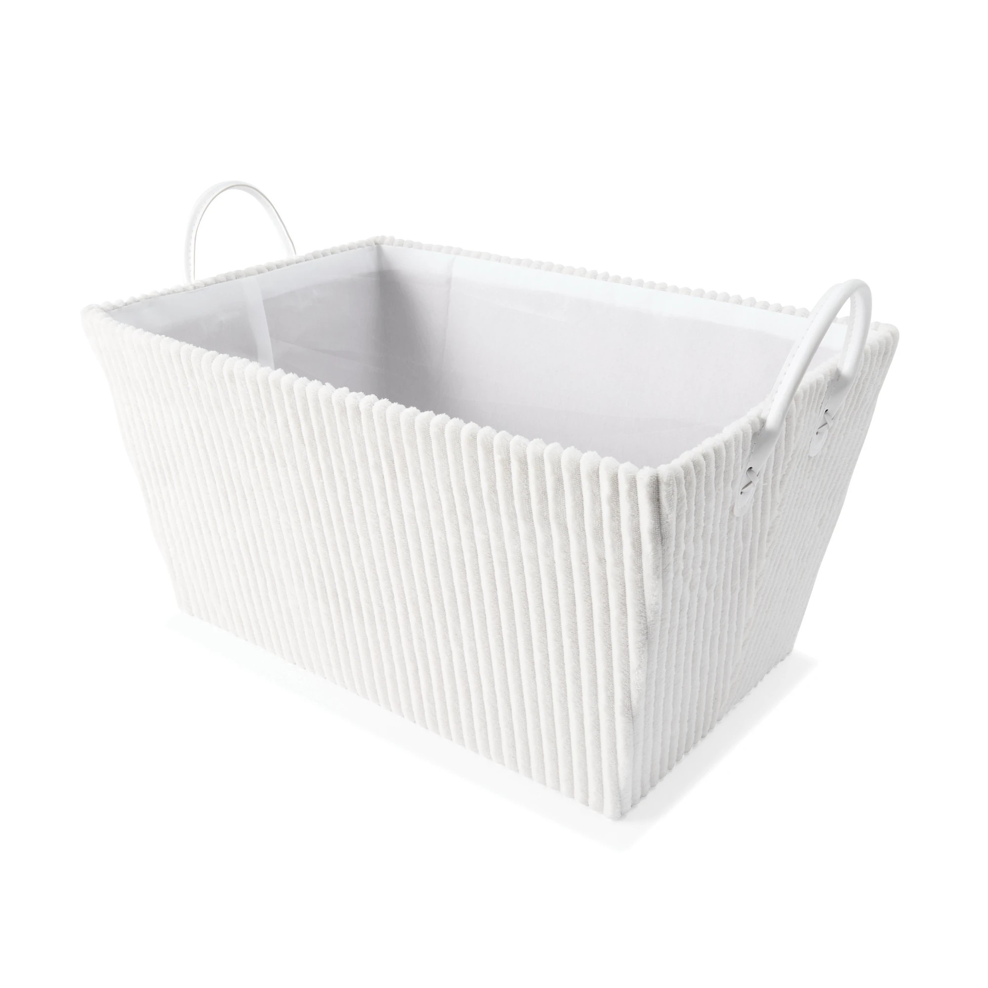 2 Tapered Ribbed Basket - White, 2 of 8