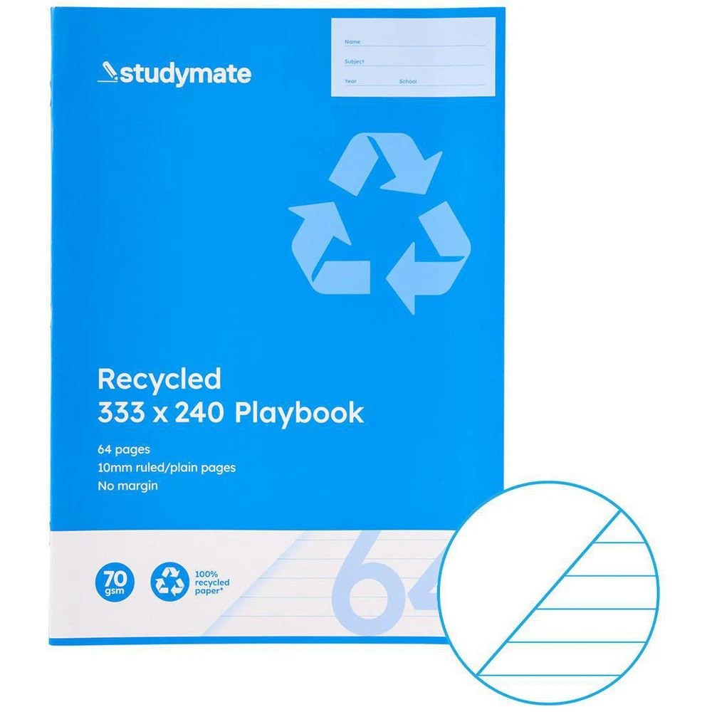1 Studymate 333x240mm 70gsm 10mm Playbook QLD 64 Page Recycled, 1 of 3