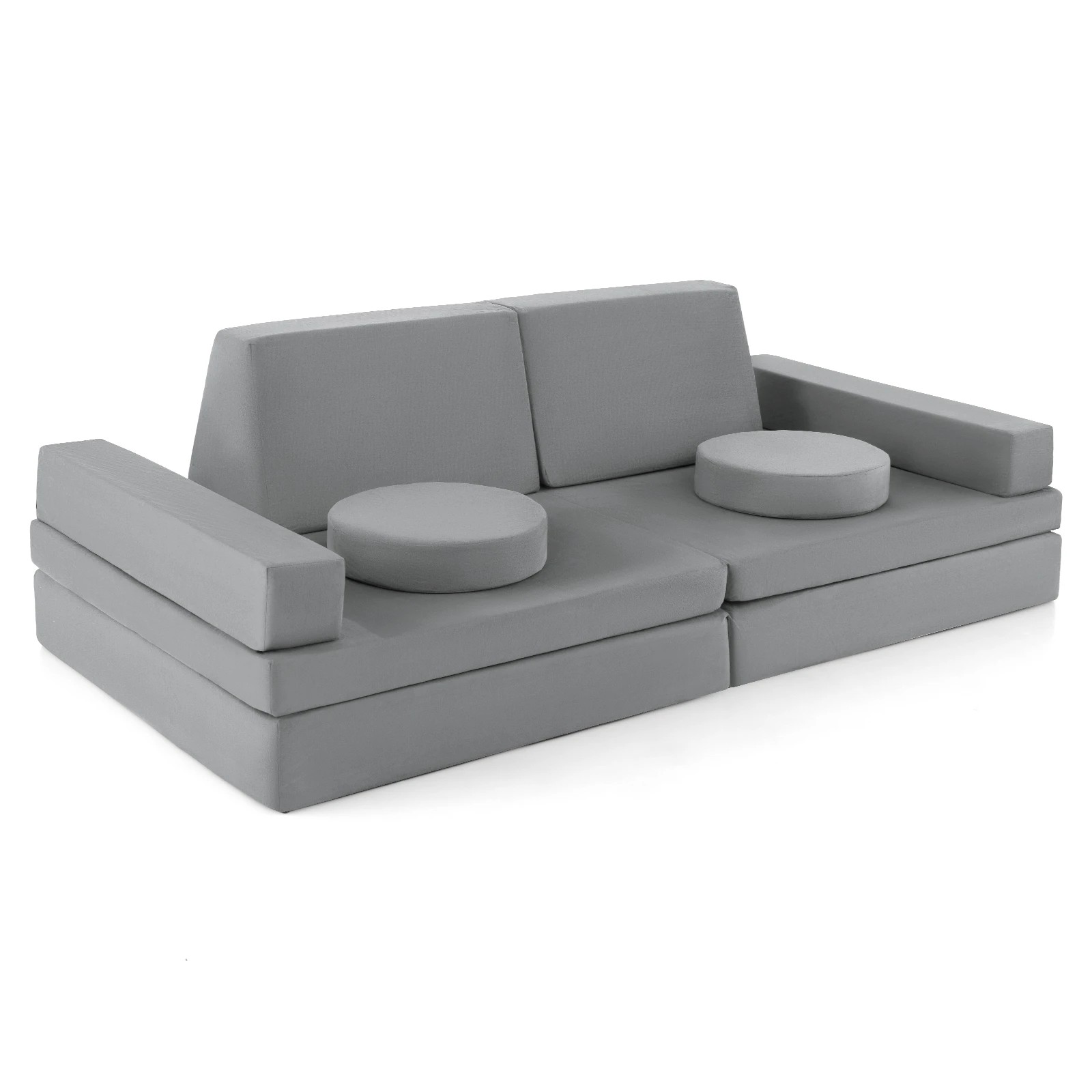 1 Costway 8PCS Play Couch Modular Sofa Folding Sofa Chair - Grey, 1 of 1