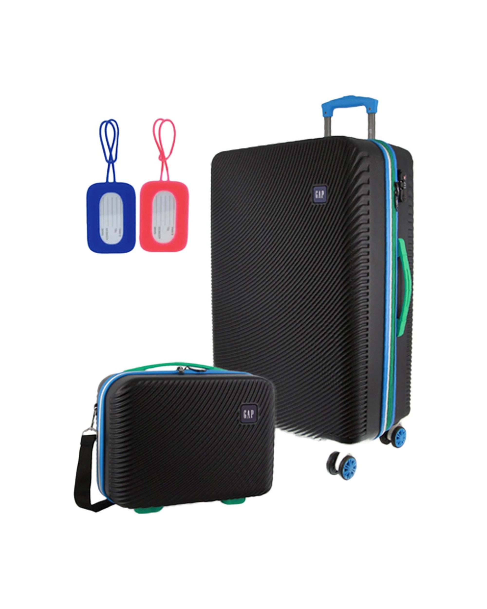 1 GAP Medium Hard-Shell Luggage & Mini Beauty Travel Case Set With Tag - Black, 1 of 7