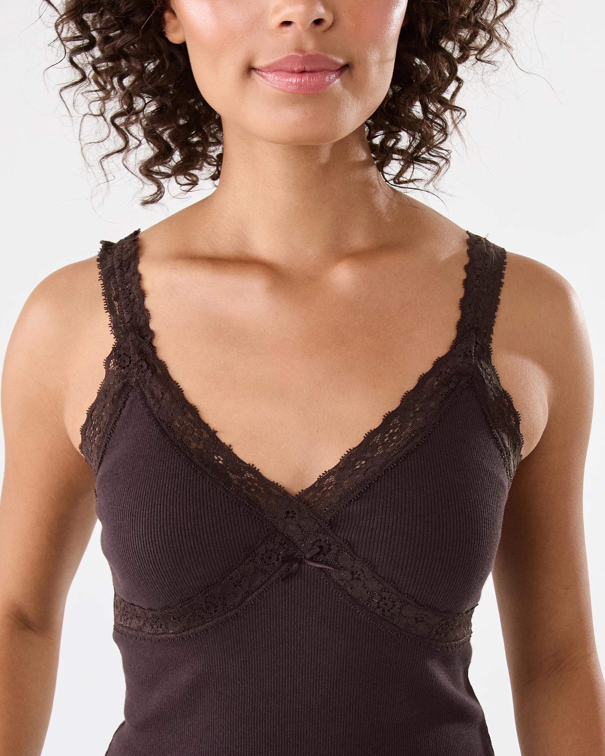 8 Sleeveless Lace Trim Cami Choc Plum, 8 of 10