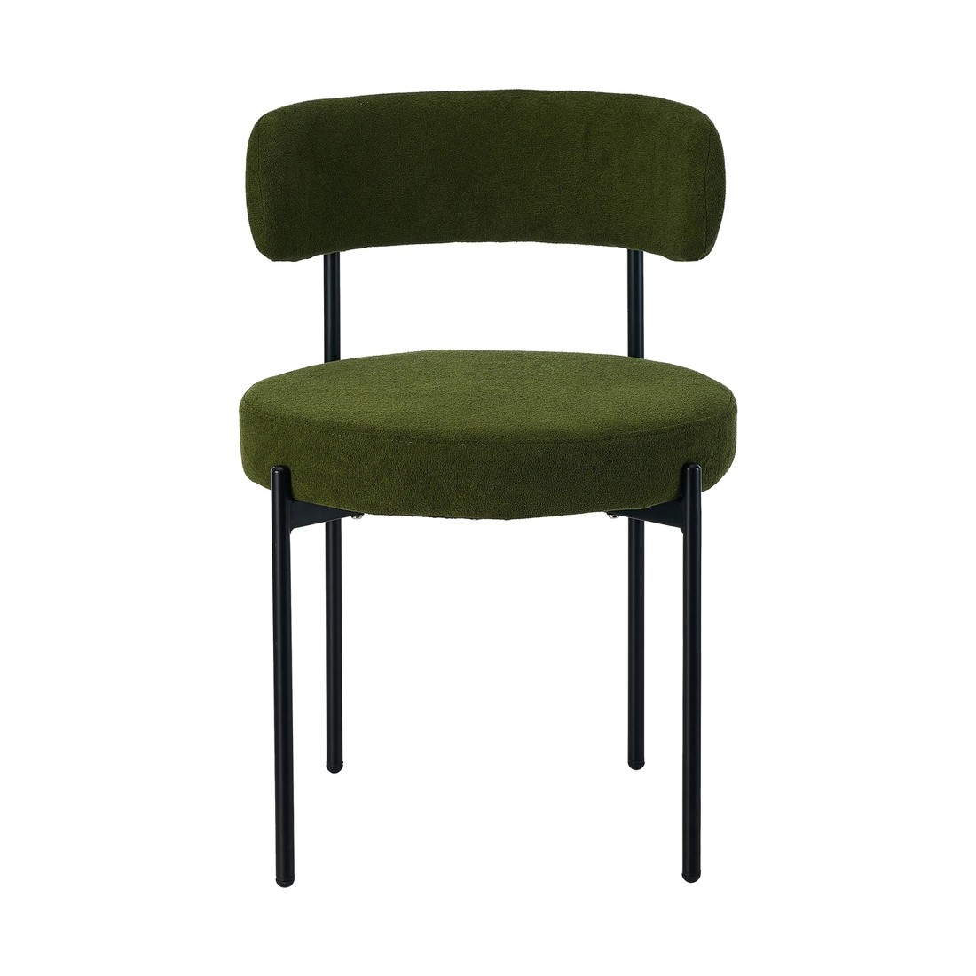 6 Oikiture 2x Dining Chair Round Boucle Kitchen Lounge Seats Backrest
 - Green, 6 of 10