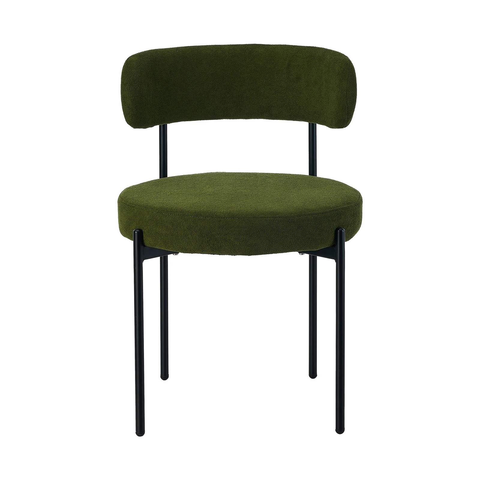 6 Oikiture 2x Dining Chair Round Boucle Kitchen Lounge Seats Backrest
 - Green, 6 of 10