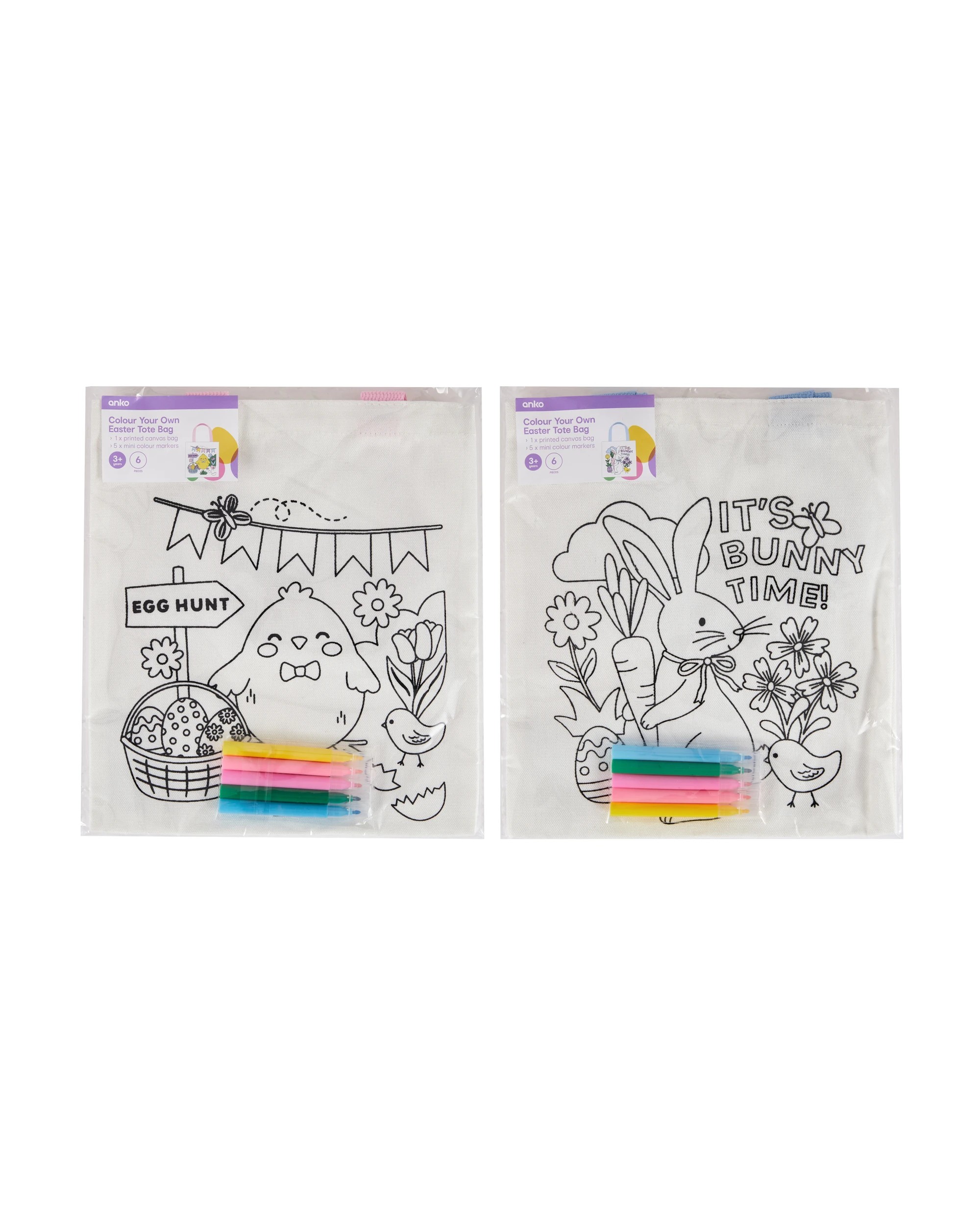 1 6 Piece Colour Your Own Easter Tote Bag - Assorted, 1 of 3