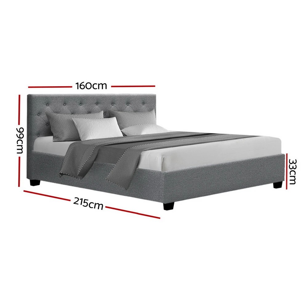 2 Artiss Bed Frame Queen Size Gas Lift  VILA - Grey, 2 of 10