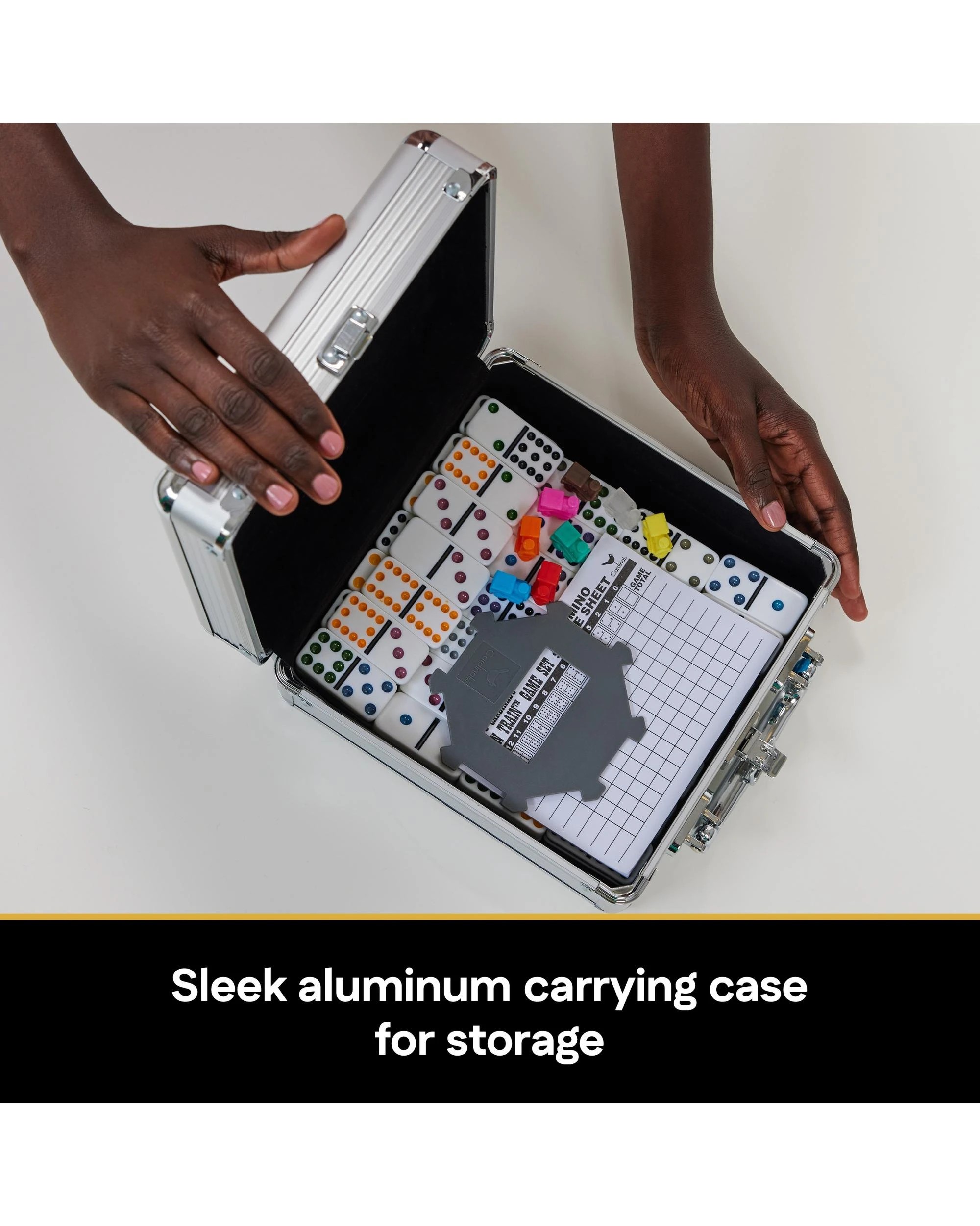 7 Cardinal Classics Mexican Train Dominoes Set in Aluminium Carry Case, 7 of 7