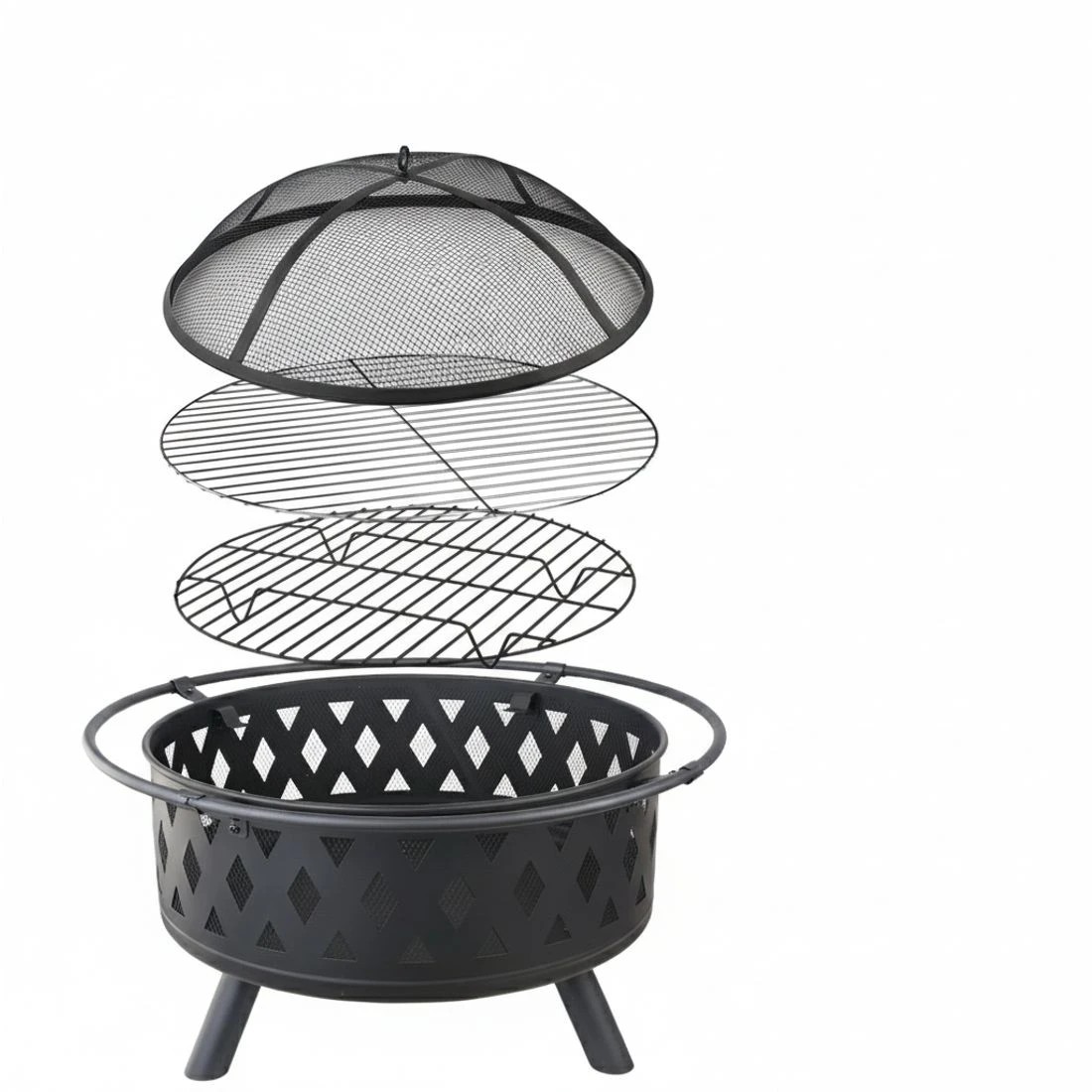 5 Grillz Fire Pit BBQ Grill 82cm - Black, 5 of 6