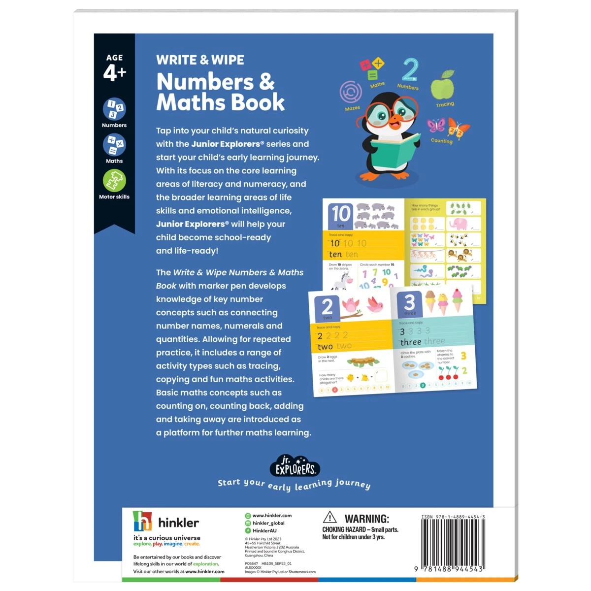 6 Junior Explorers: Write and Wipe Numbers and Maths Book, 6 of 6