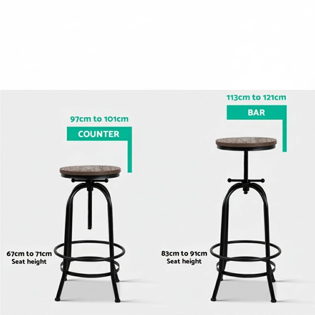 5 Artiss 4x Bar Stools Kitchen Dining Chairs Adjustable Wooden Vintage - Black, 5 of 6