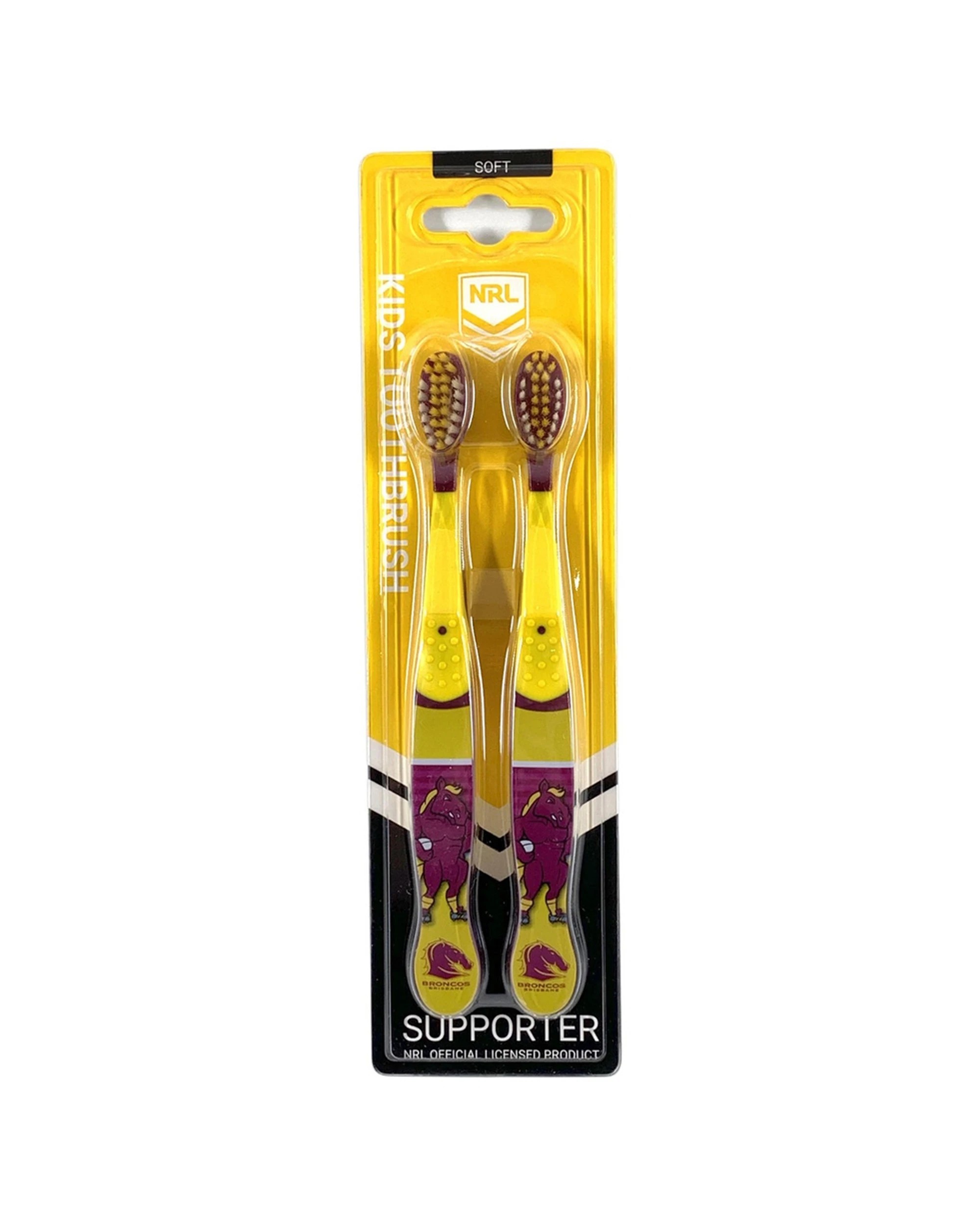 2 NRL 5x 2pc Mascot Brisbane Broncos Kids/Toddler Soft Toothbrush - Multi, 2 of 2