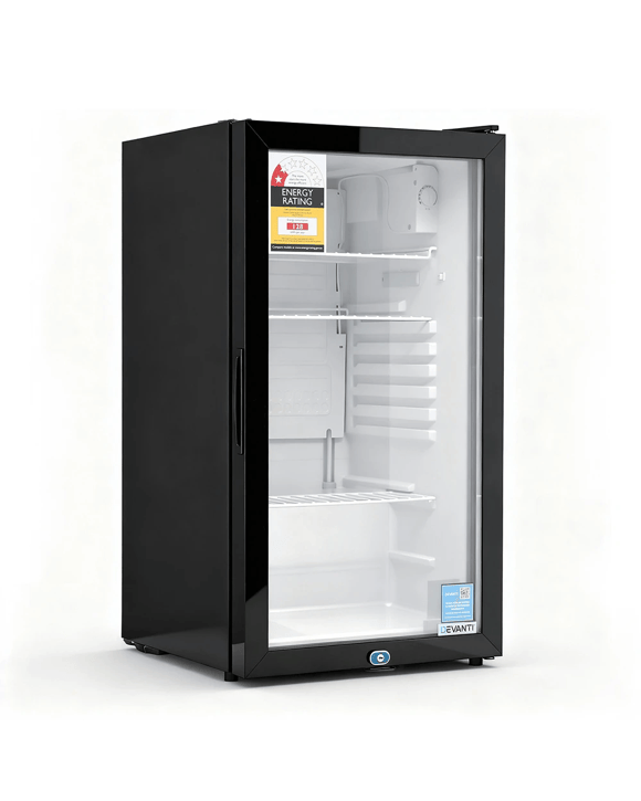 Devanti 78L Bar Fridge Glass Door Mini Fridge Countertop Cooler - Black