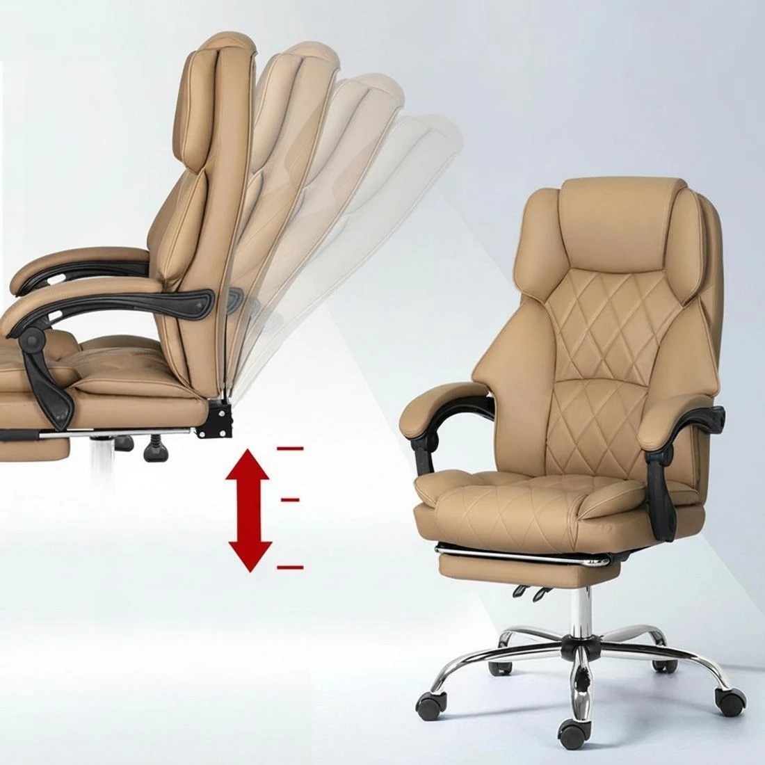 6 Artiss Executive Office Chair Leather Footrest Espresso - Brown, 6 of 7