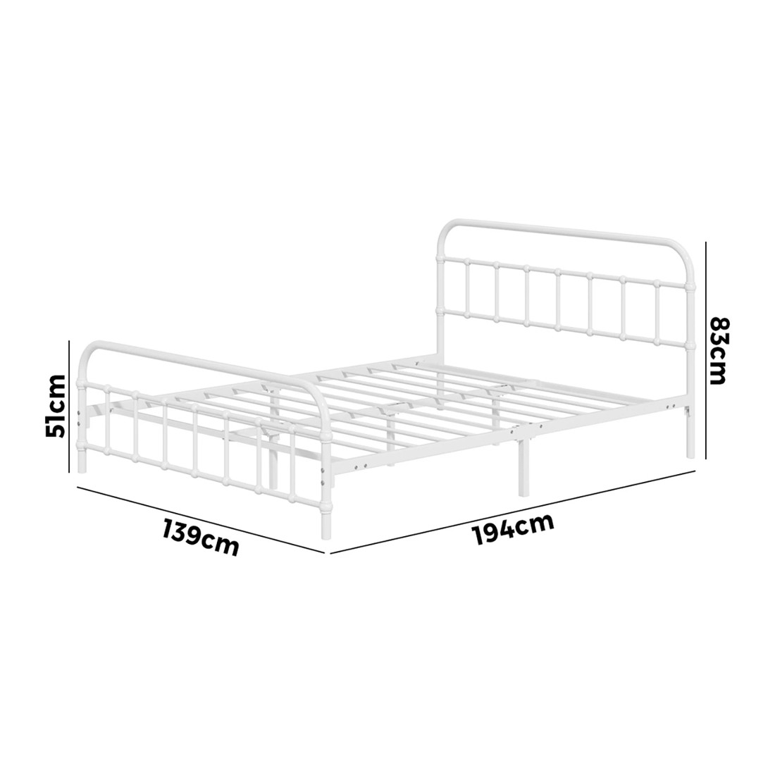 9 Oikiture Bed Frame Metal Bed Base Double Size Bed Platform
 - White, 9 of 9