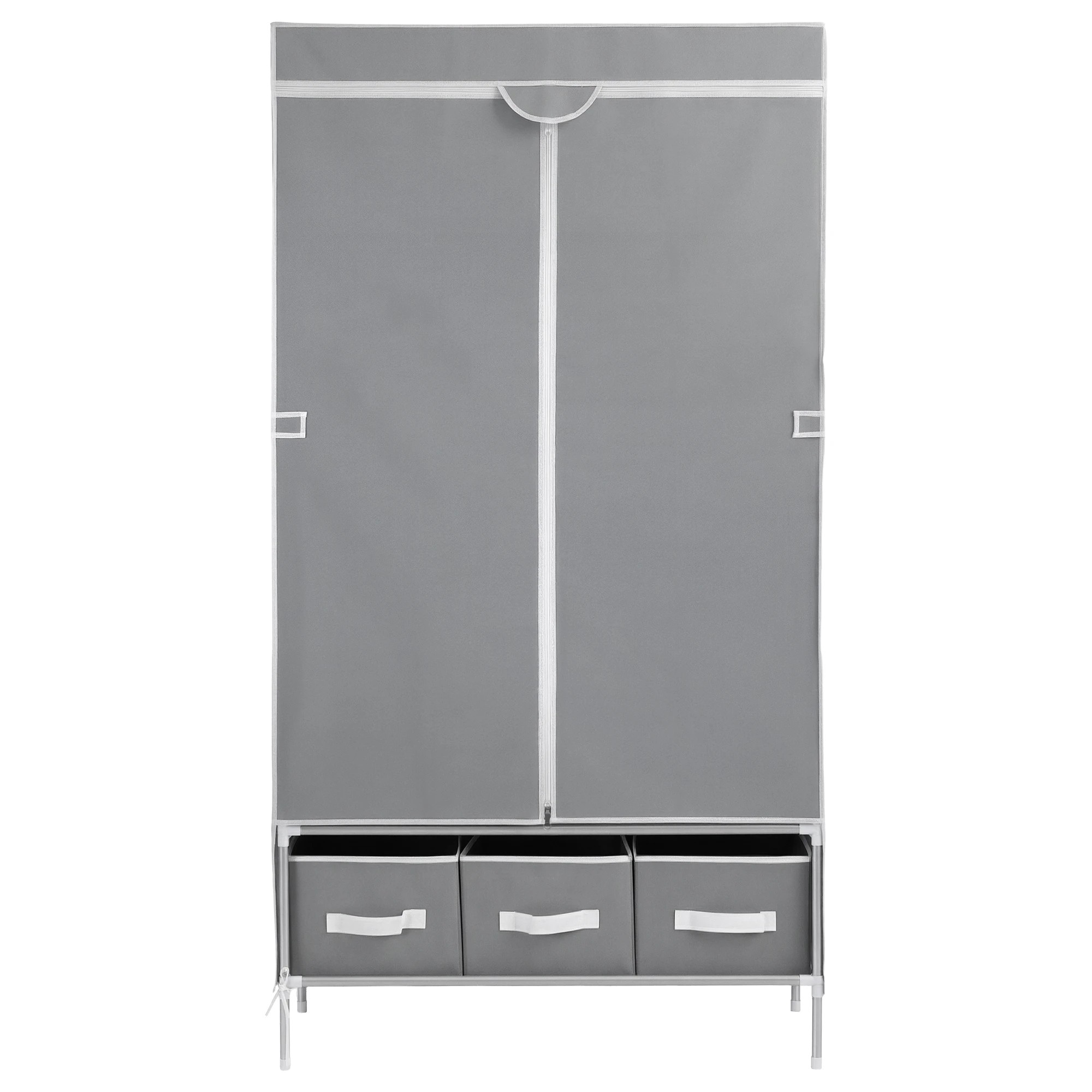 3 Artiss Large Portable Clothes Closet Wardrobe with Tiebacks - Grey, 3 of 3