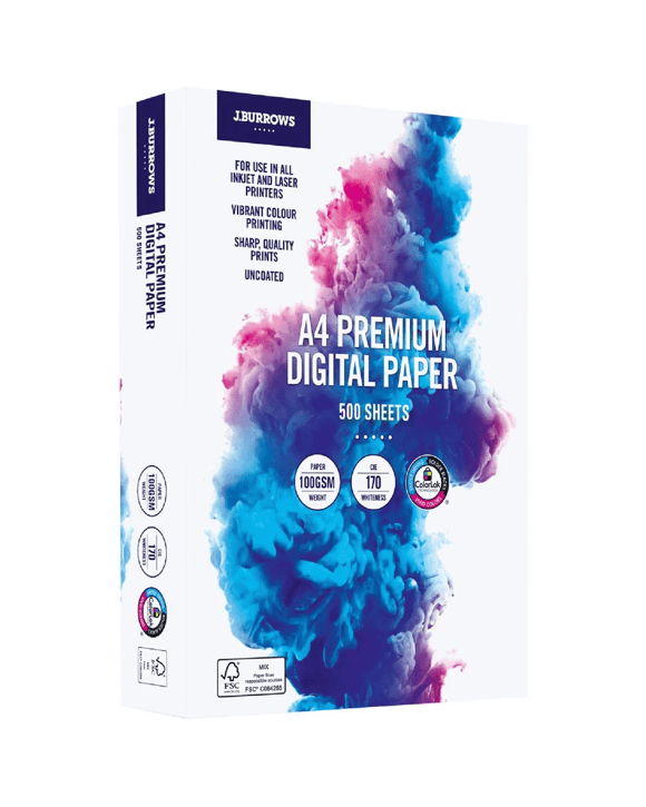 J.Burrows Premium 100gsm A4 Digital Copy Paper 500 Sheets