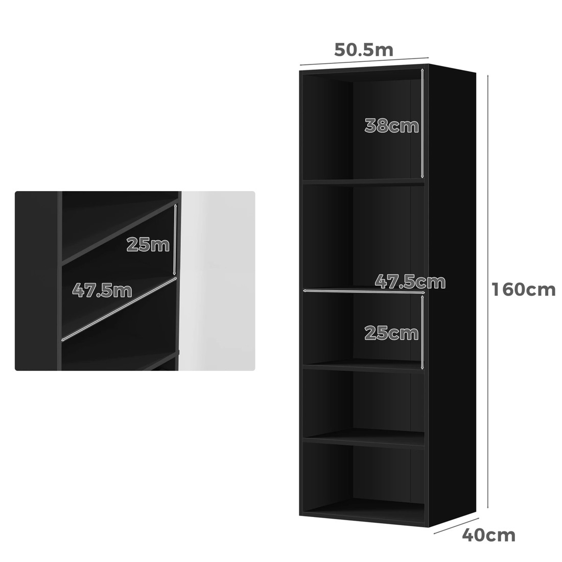 9 Alfordson Wardrobe Clothes Storage Cabinet Closet Organizer 5 Shelves - Black, 9 of 10