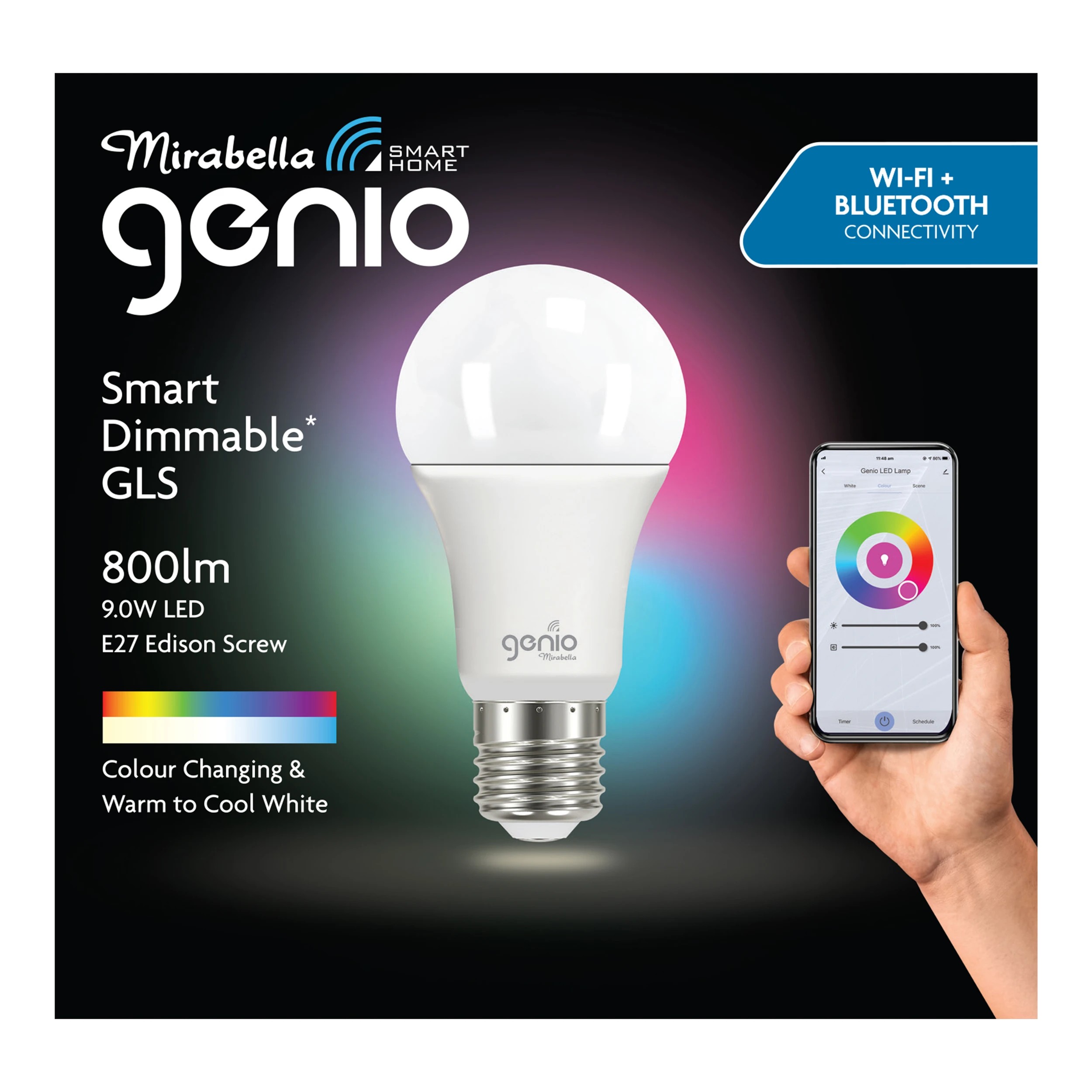 1 Mirabella Genio Wi-Fi 9W LED Smart Dimmable GLS Globe, 1 of 10