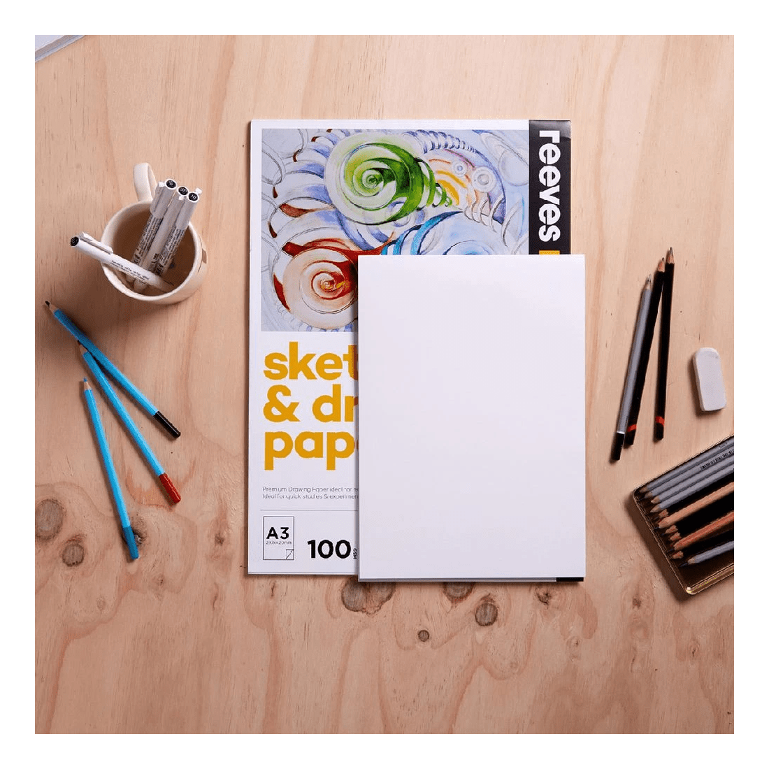 5 Reeves Intro A3 Sketch and Draw Pad 100gsm 30 Sheets, 5 of 5