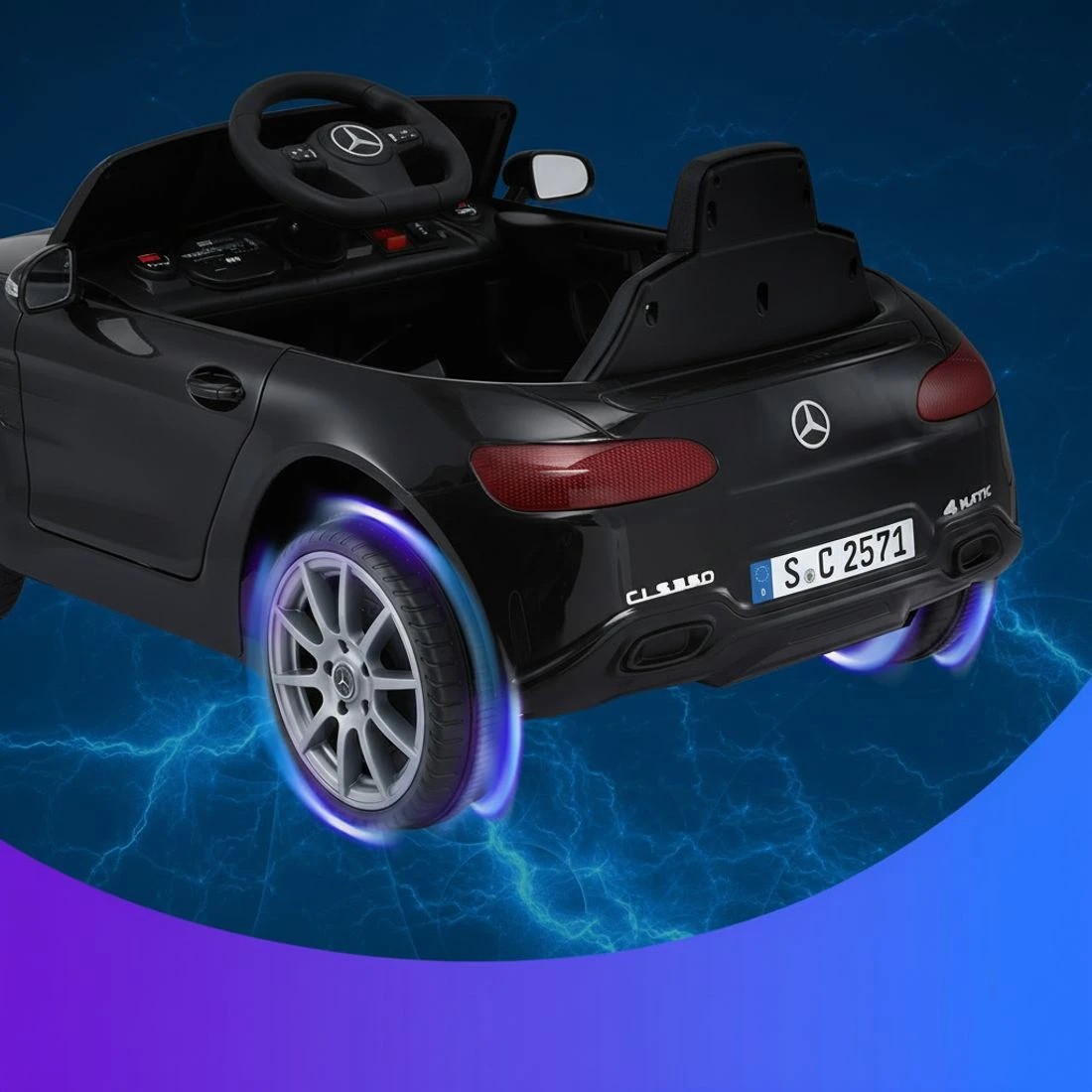 3 Kids Electric Ride On Car Licensed Outdoor Toys Cars Music Remote - Black, 3 of 5
