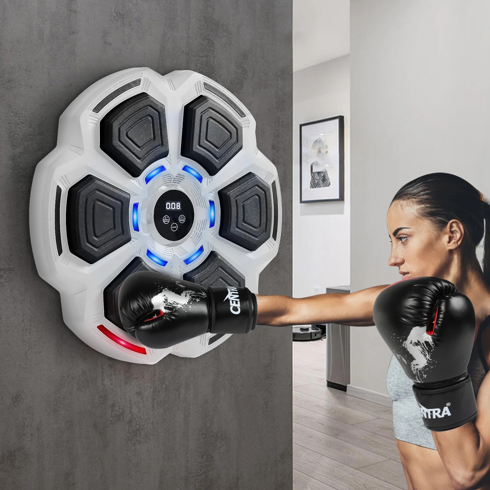 7 Centra Smart Boxing Target And Small Boxing Gloves - Grey, 7 of 8
