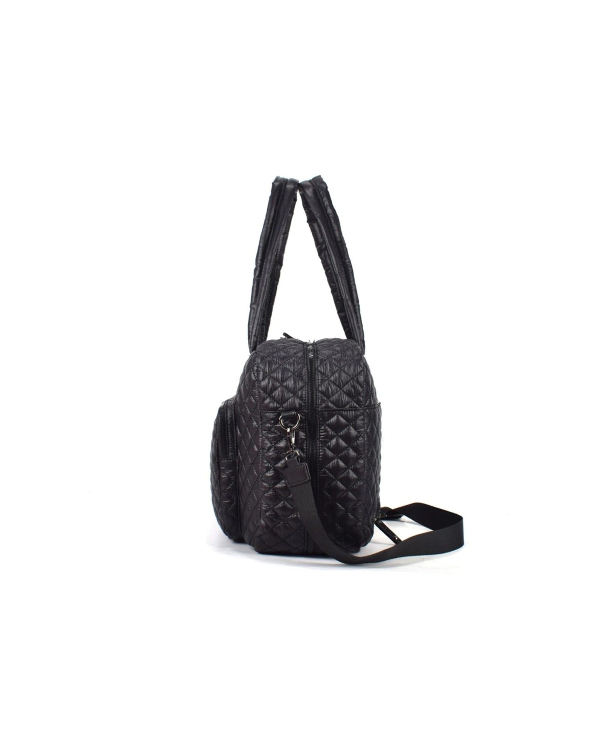 3 Tosca Womens Lightweight Quilted Metro Split Tote Travel Bag - Black, 3 of 5