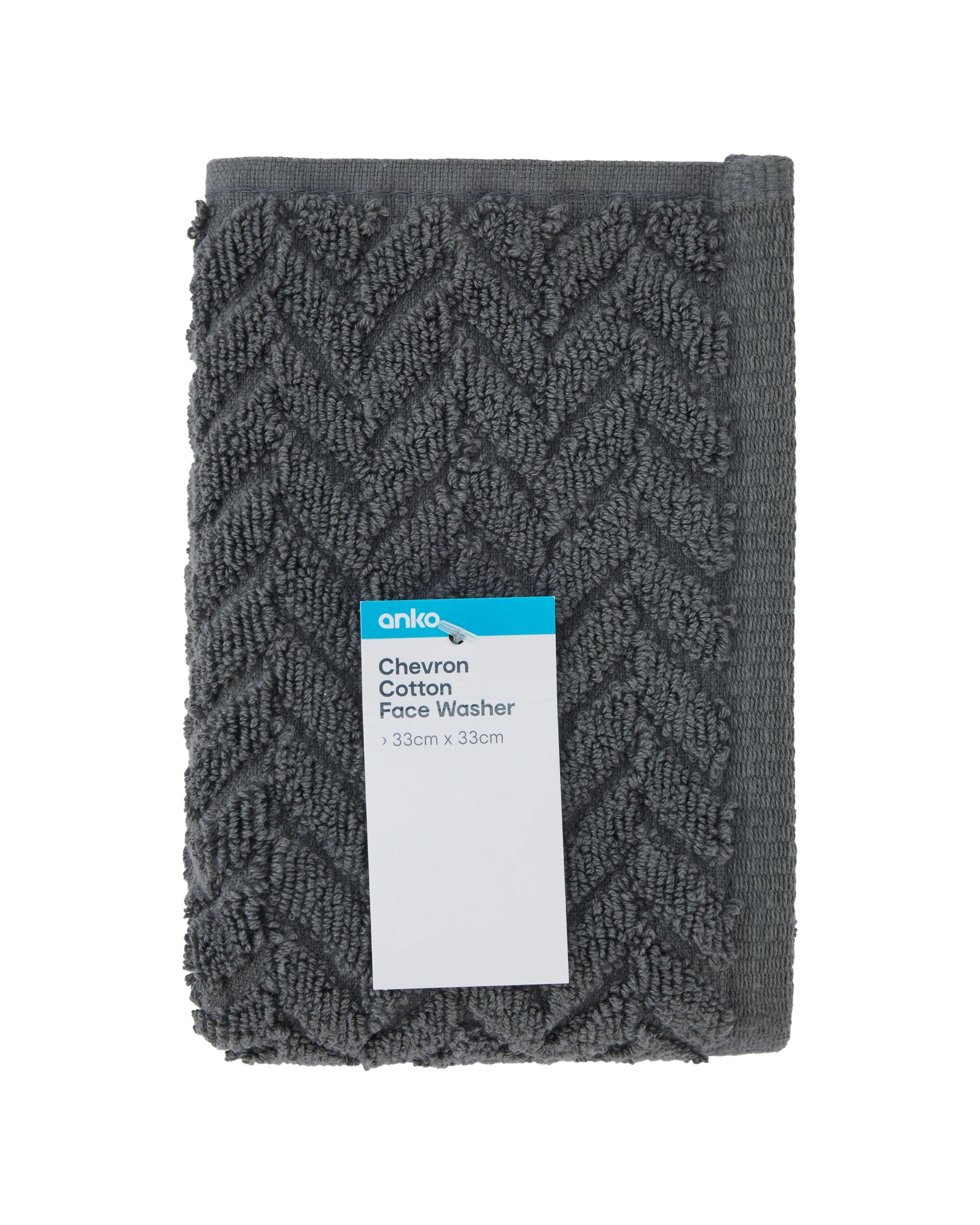 5 Chevron Cotton Face Washer - Grey, 5 of 6