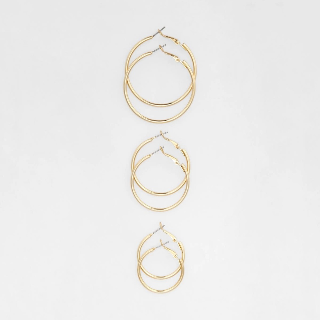 1 3 Pack Thin Hoop Earrings - Gold Tone, 1 of 5