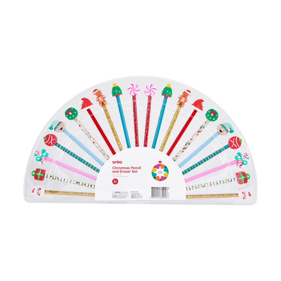 1 20 Pack Christmas Pencil and Eraser Set, 1 of 4