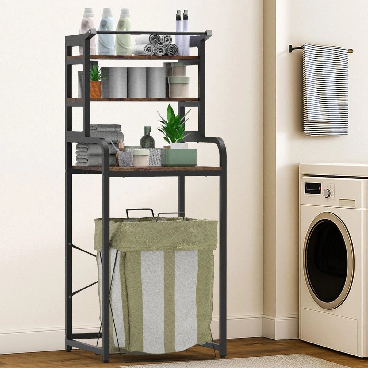 3 LUXSUITE 3 Tier Laundry Shelf Rack Storage Shelves Over the Toilet Washing Machine Washer Dryer Bathroom Organiser, 3 of 5