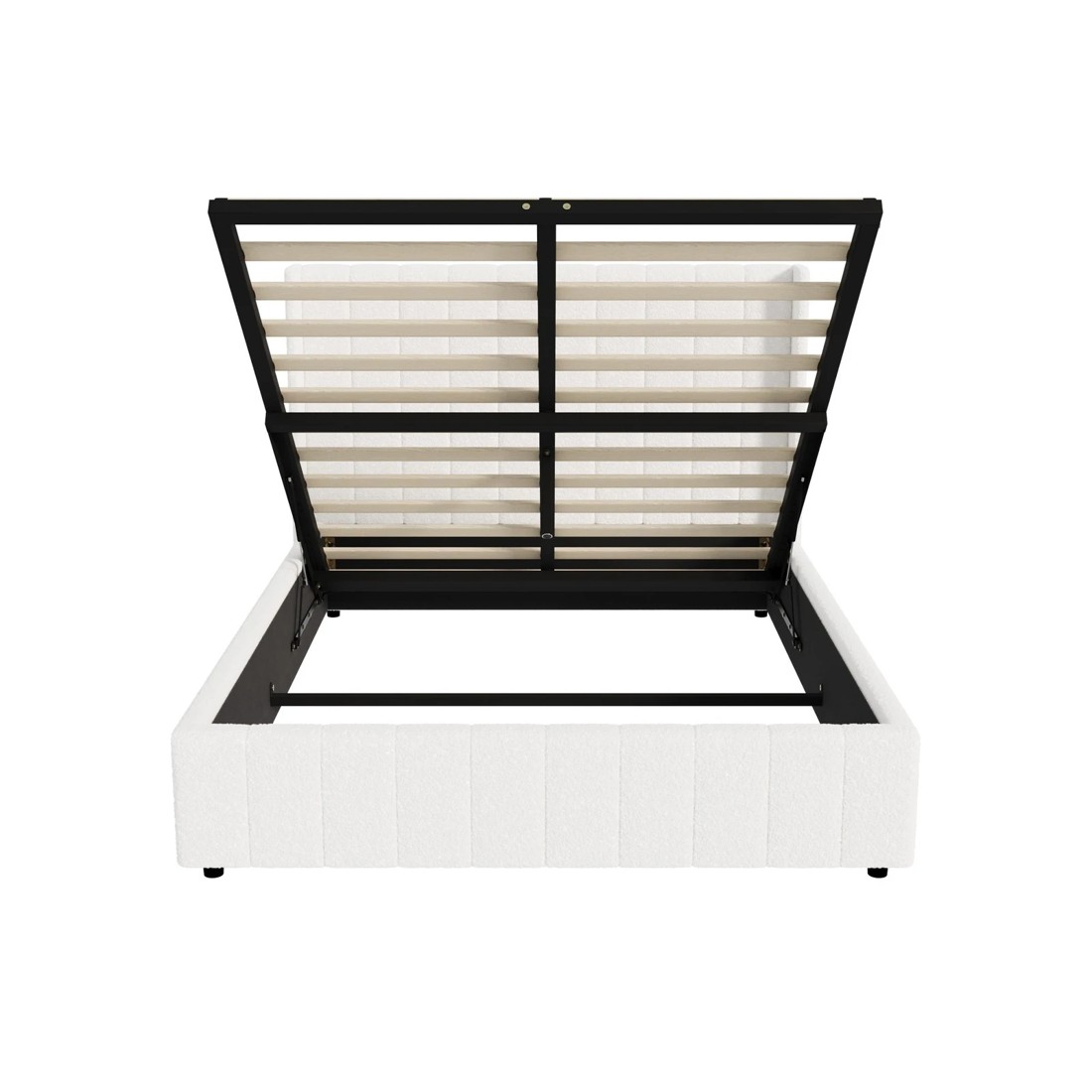 6 Oikiture Queen Bed Frame Gas Lift Base With Storage Boucle Fabric
 - White, 6 of 8