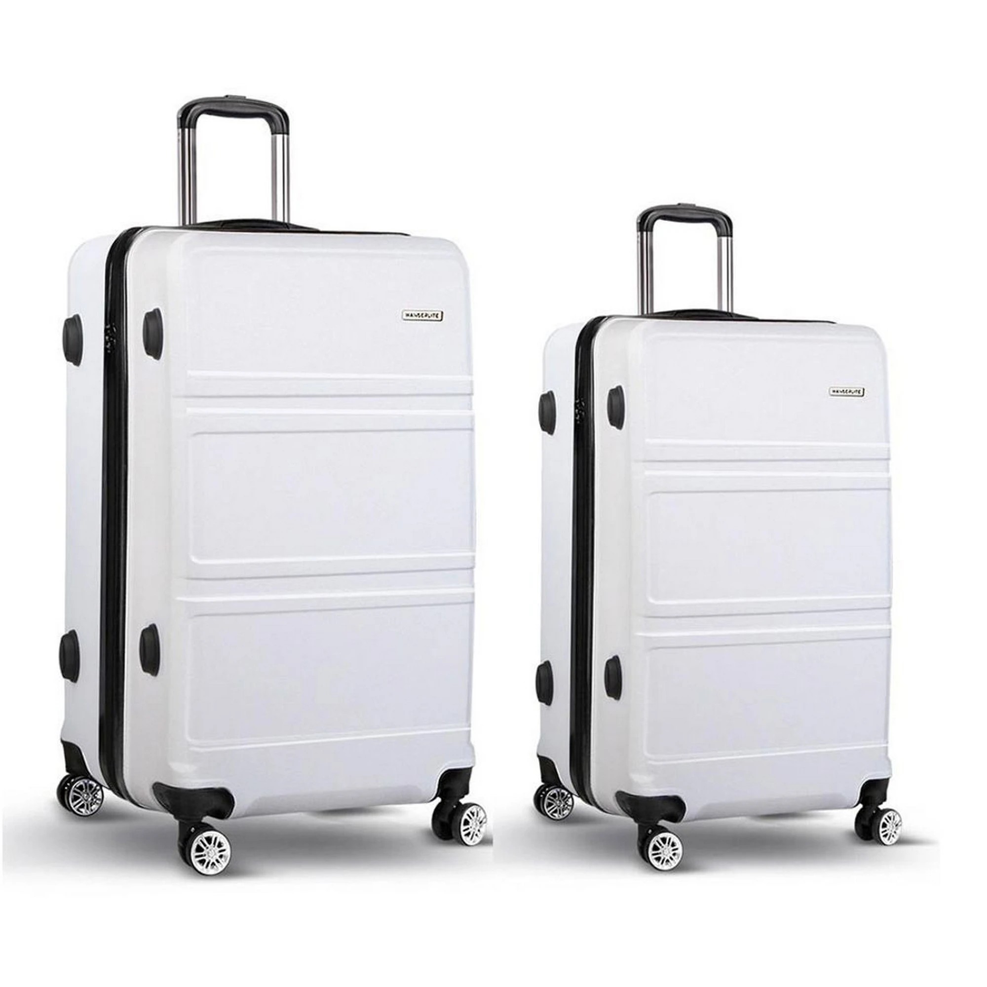 1 Wanderlite 2pc Luggage Trolley Set Suitcase Travel TSA Carry On Hard Case - White, 1 of 6