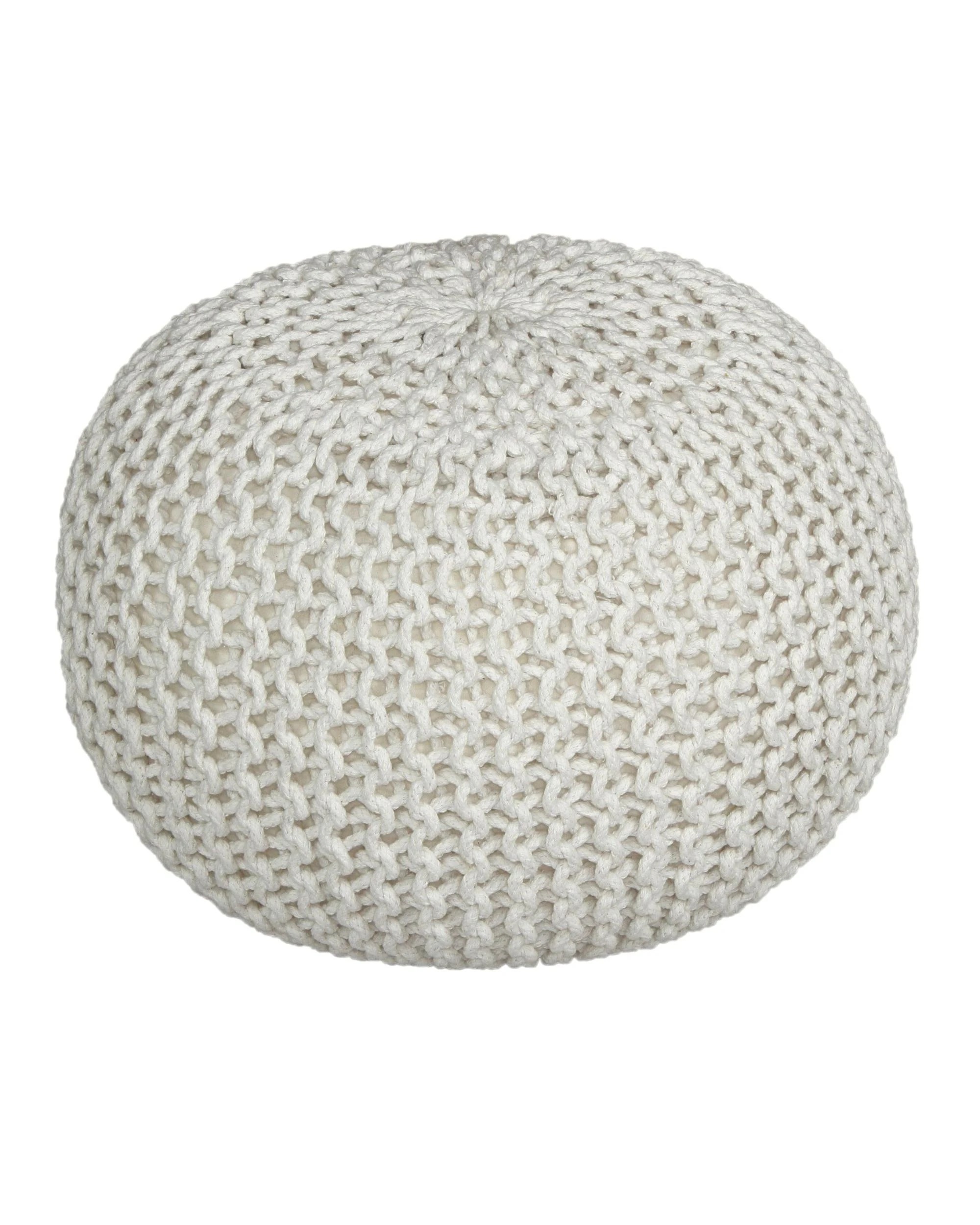 1 La Grace Home Braided Ottoman Pouffe - Ivory, 1 of 9
