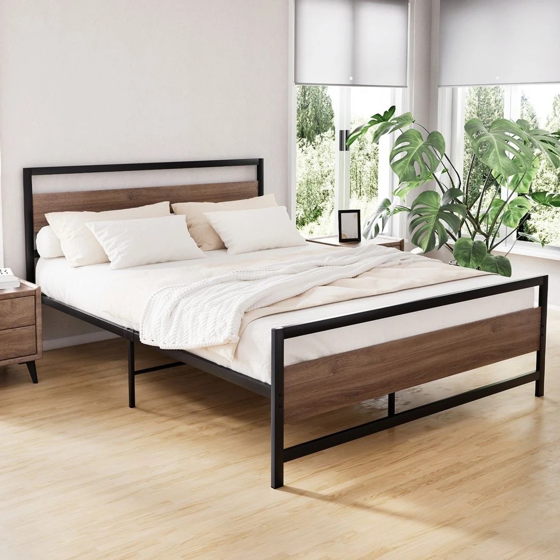 3 Artiss Bed Frame Queen Size Metal Frame DREW - Black, 3 of 7