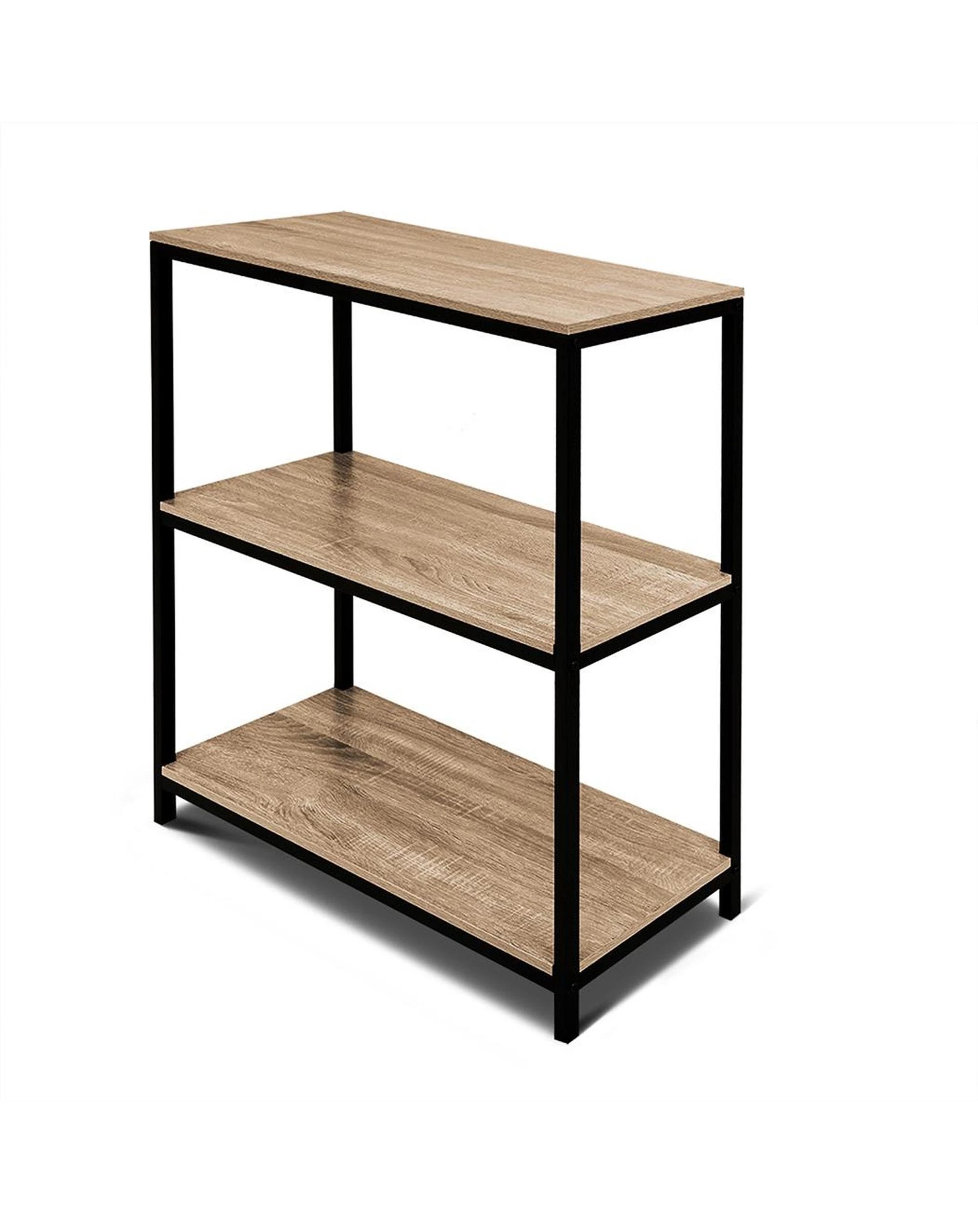 1 Rome Industrial Style 3-Tier Storage Bookshelf Oak, 1 of 10
