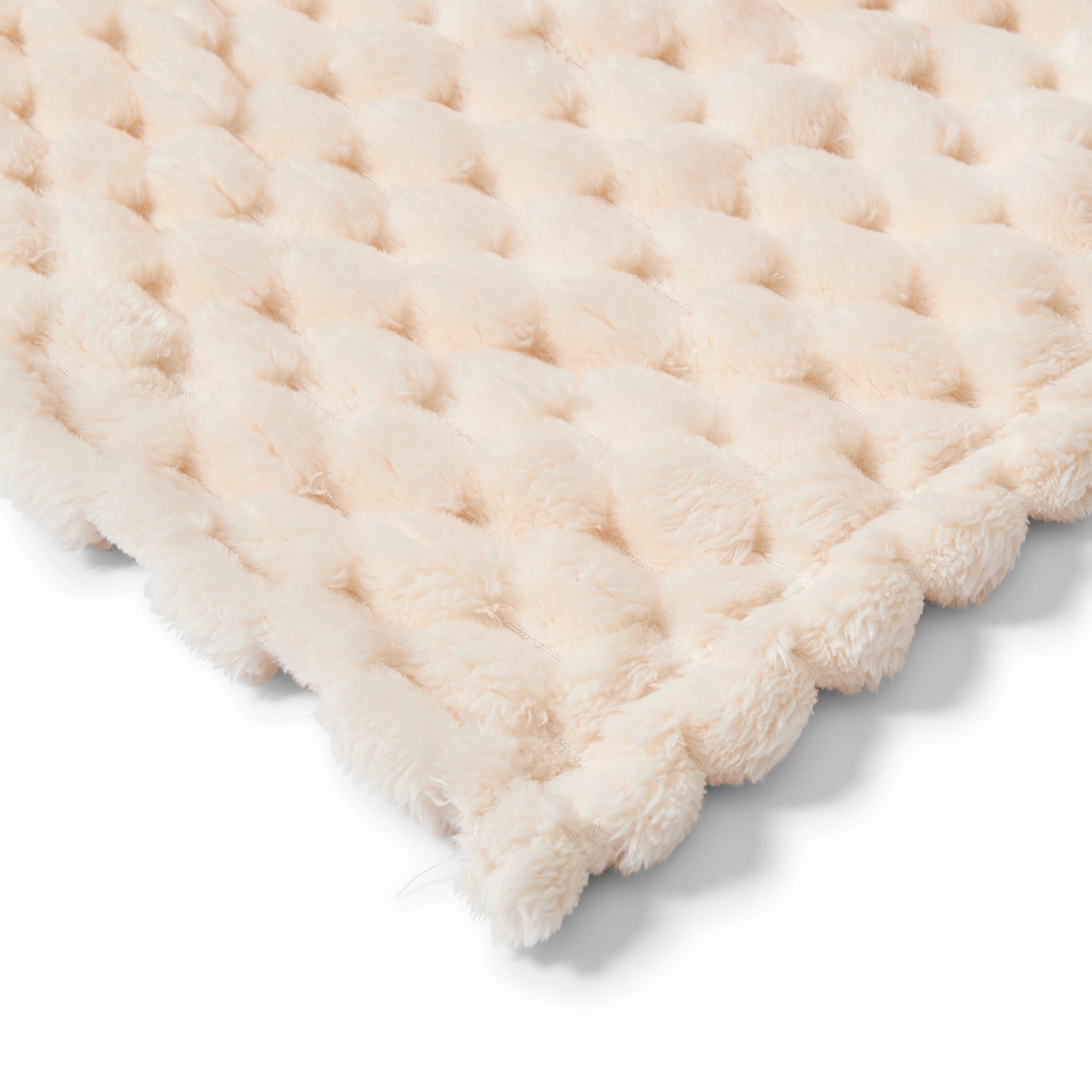 5 Plush Jacquard Blanket - Queen/King Bed, Ivory, 5 of 6