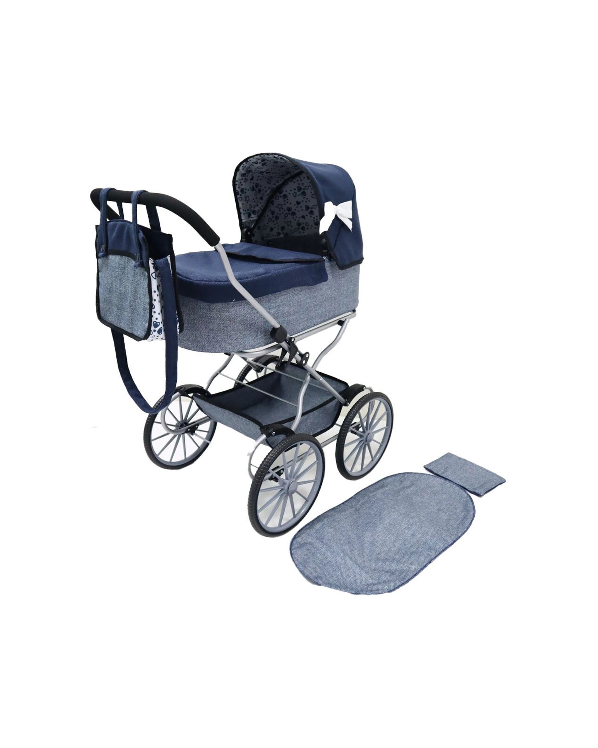 1 BAYER Classic Doll Pram Kids Stroller Foldable Basket Bag Included 18Inch
 - blue, 1 of 10