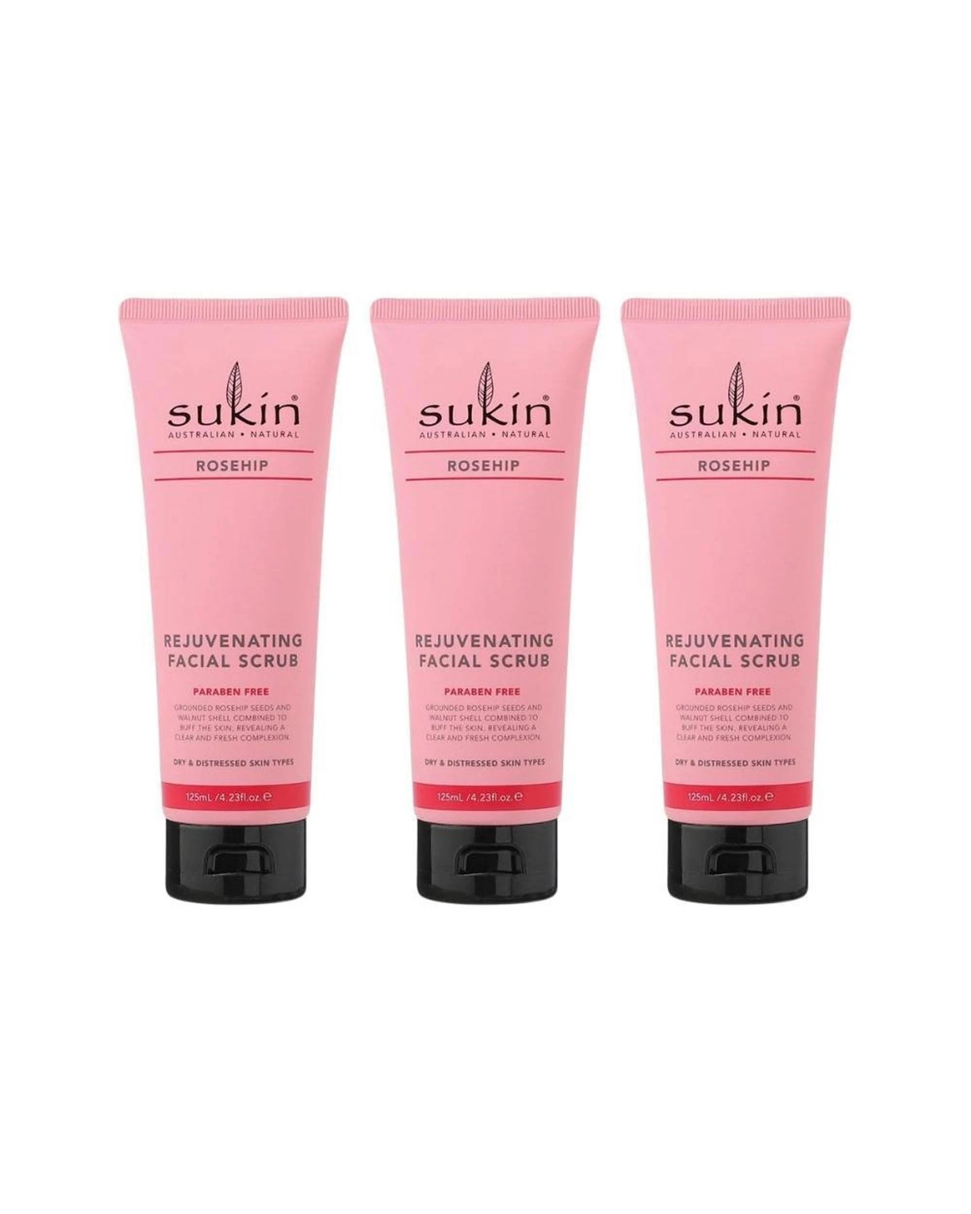 1 3 x Sukin Rosehip Rejuvinating Facial Scrub 125mL, 1 of 1