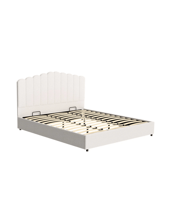 Artiss Bed Frame King Size Boucle - White