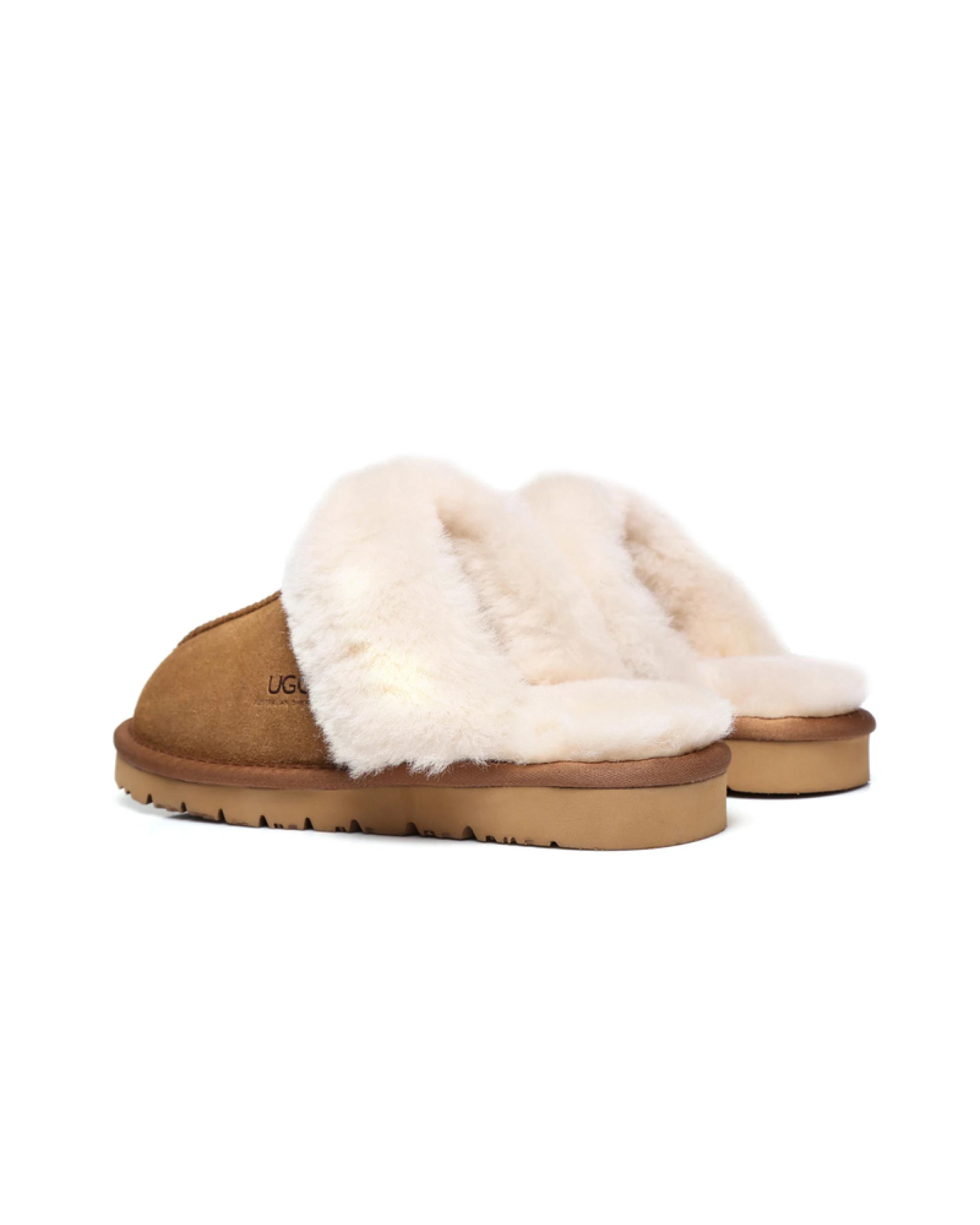 3 Australian Shepherd UGG Unisex Muffin Slippers CHESTNUT, 3 of 5
