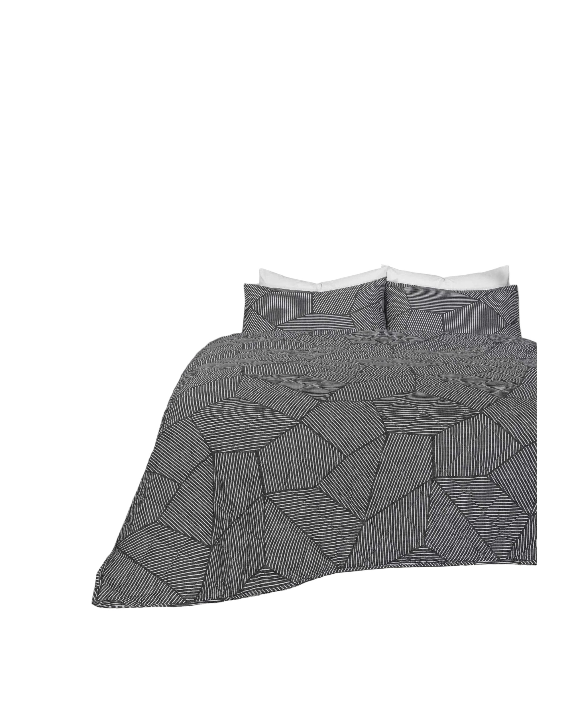 1 Amsons Pure Cotton Bedspread Set With Extra Standard Pillowcases - Queen Bed - Charcoal, 1 of 2