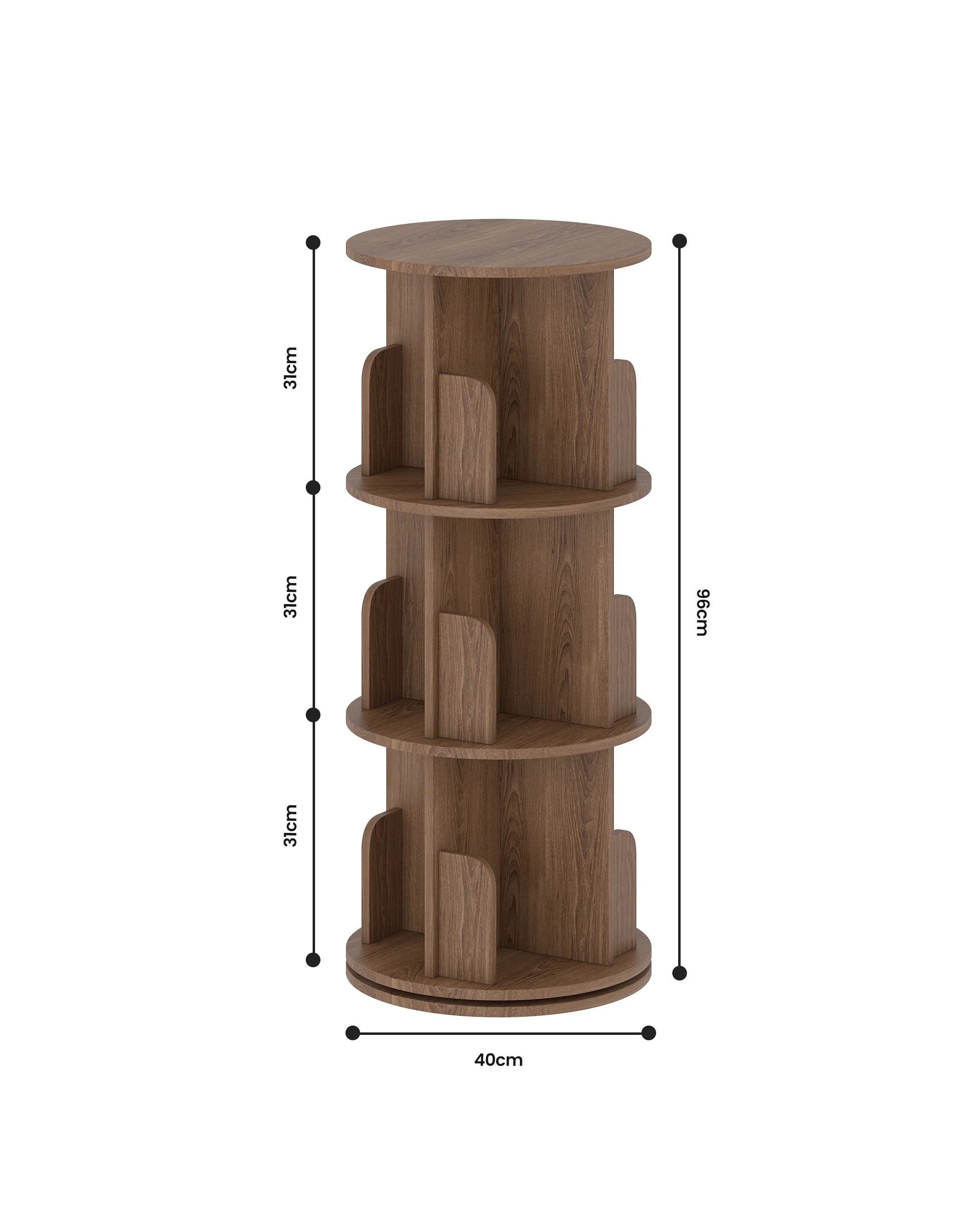 2 Advwin 3 Tiers Bookshelf Rotating Corner Bookcase Cabinet Revolving Display Stand Rack - Brown, 2 of 7