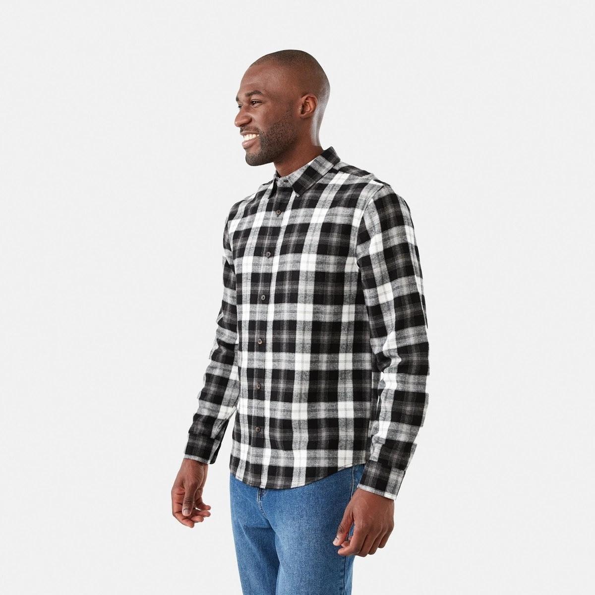 2 Long Sleeve Brushed Check Shirt Blk Check, 2 of 6
