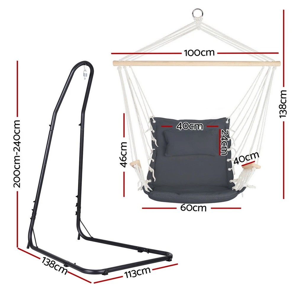 2 Gardeon Hammock Chair with Heavy Duty Steel Stand - - Multi, 2 of 6