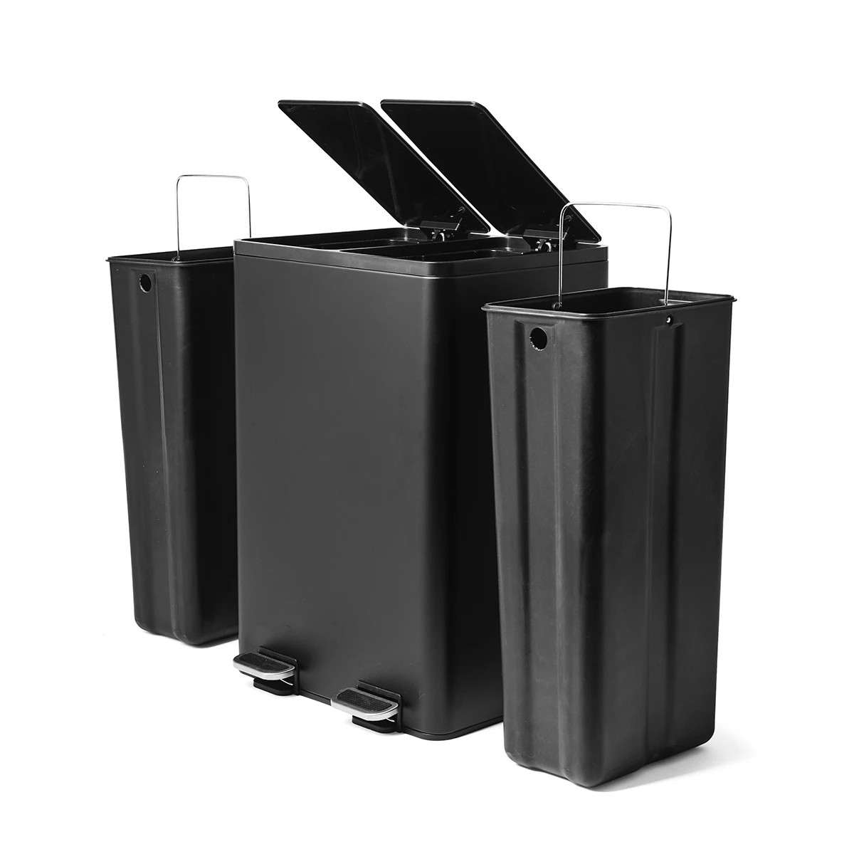 5 40L 2 Compartment Matte Black Recycle Bin, 5 of 8