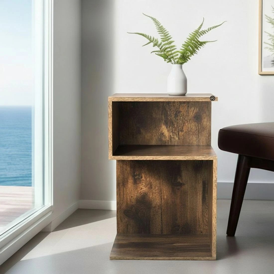 6 Artiss Bedside Table 2 Shelves - Brown, 6 of 7