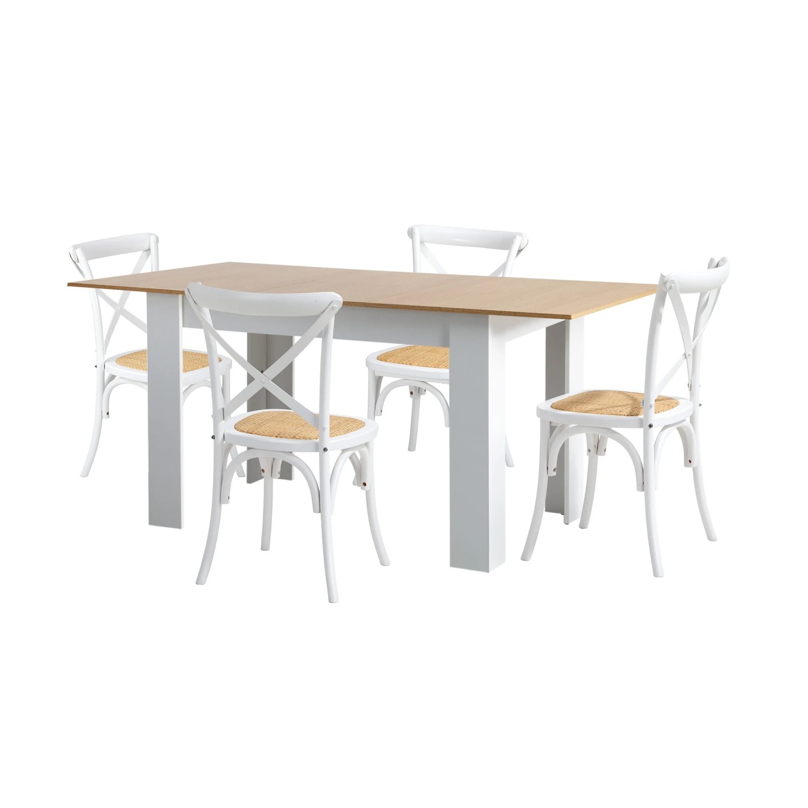 8 Oikiture 160cm Extendable Dining Table With 4pcs Dining Chairs Crossback
 - Multi, 8 of 10