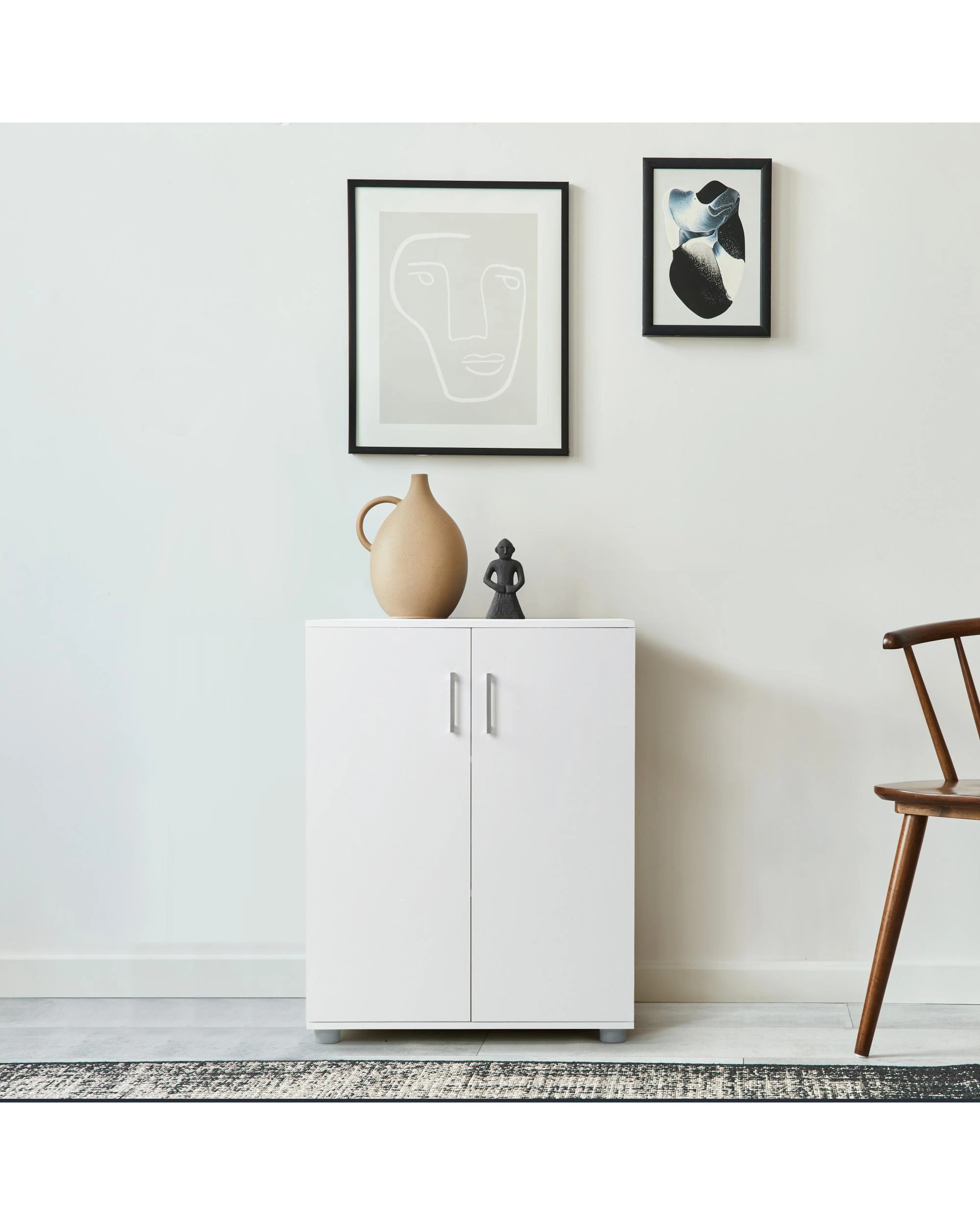 3 Kodu Pantry Cupboard General Storage Cabinet 2 Door 2 Tier Shelf Multipurpose - White, 3 of 10