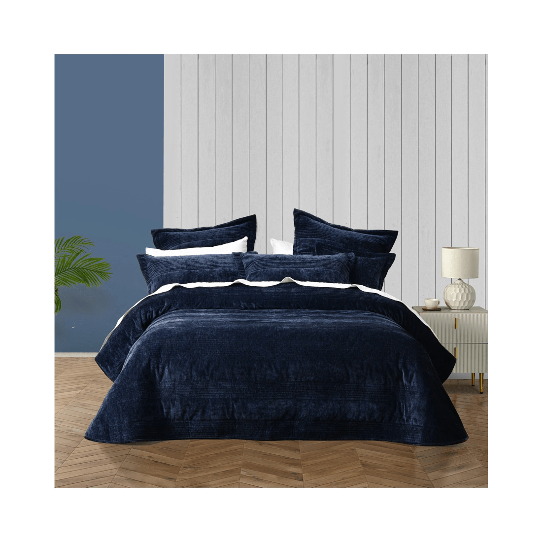 2 Bianca Bedding Cyrano Indigo Quilted Chenille Velvet Coverlet Set with 2 Pillowcases - Purple, 2 of 5